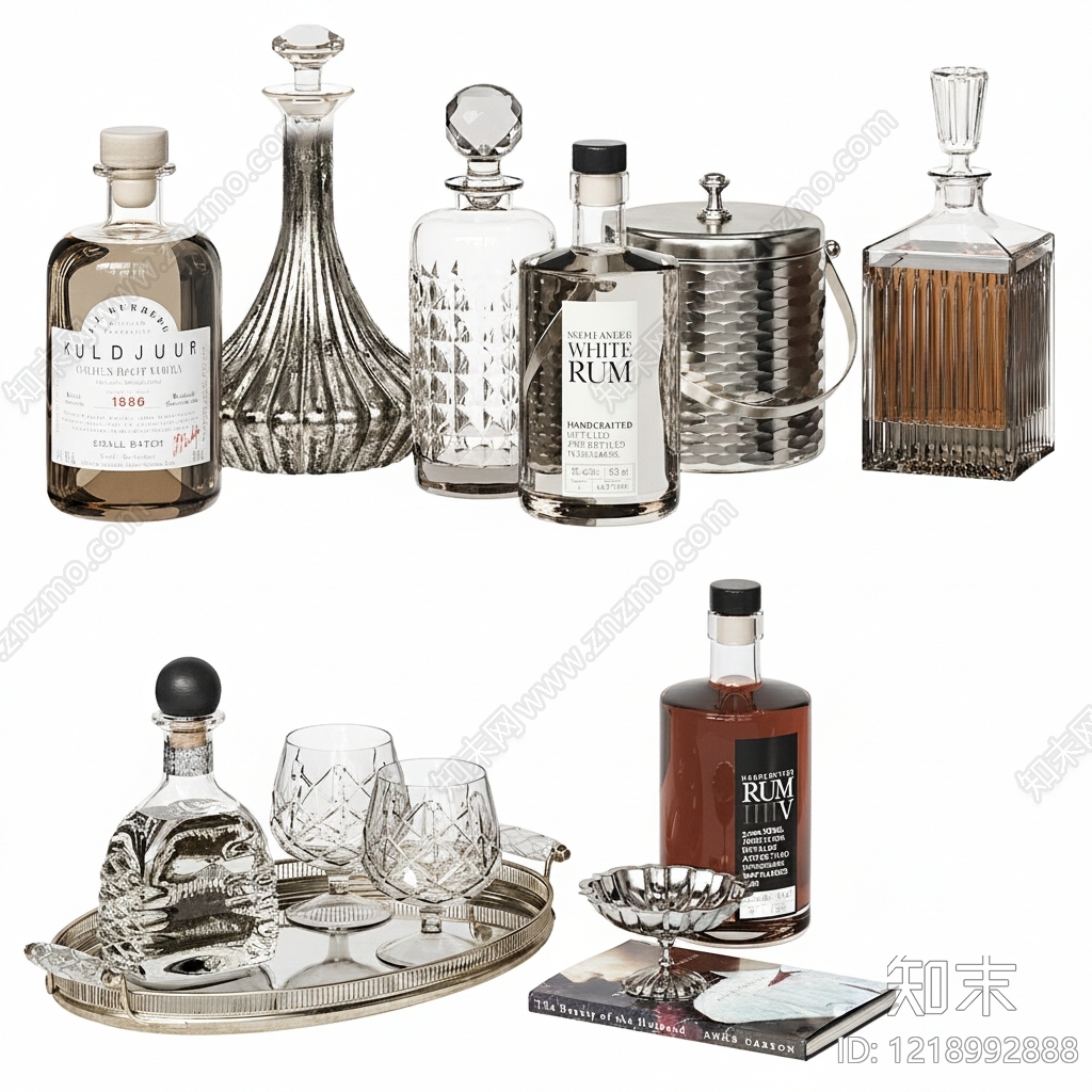 复古轻奢酒具SU模型下载【ID:1218992888】