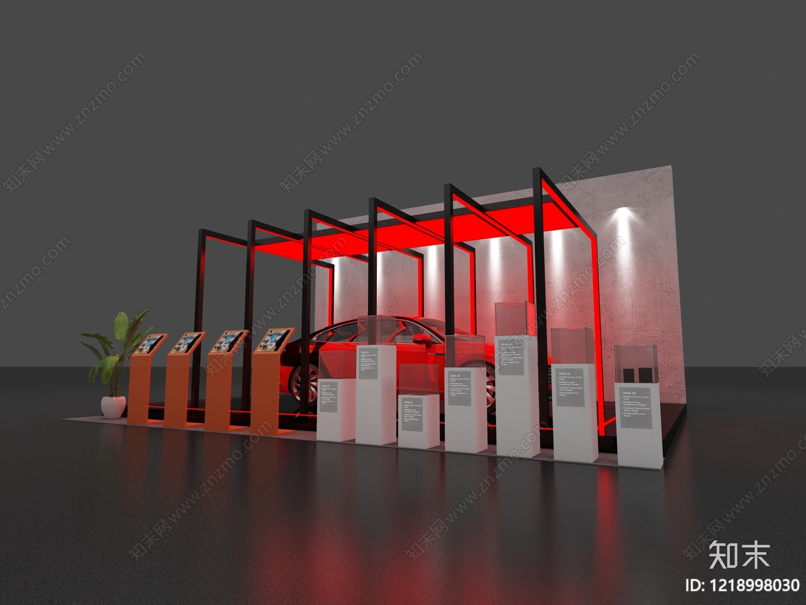极简主义汽车展台3D模型渲染效果图