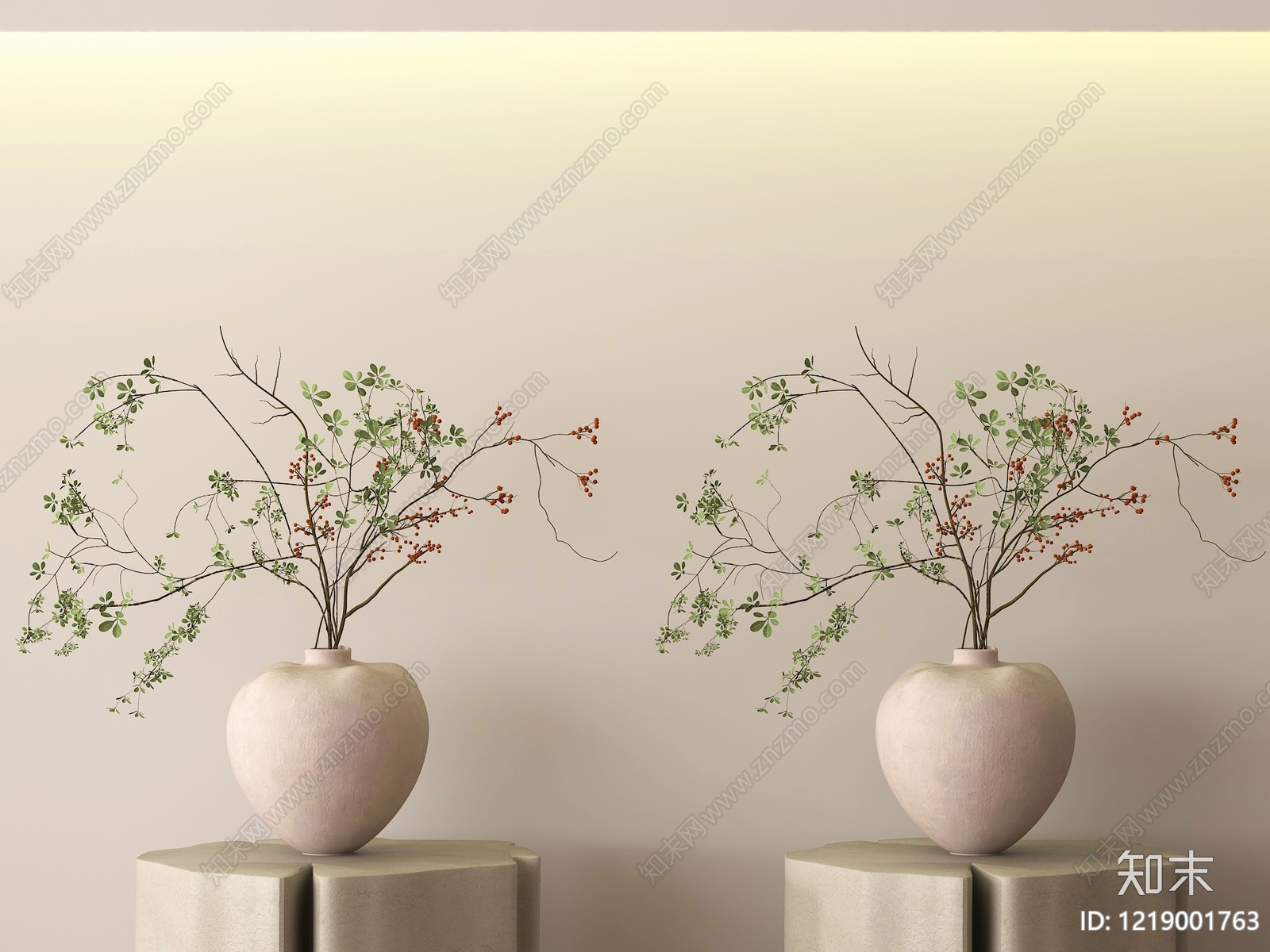 侘寂花艺SU模型下载【ID:1219001763】