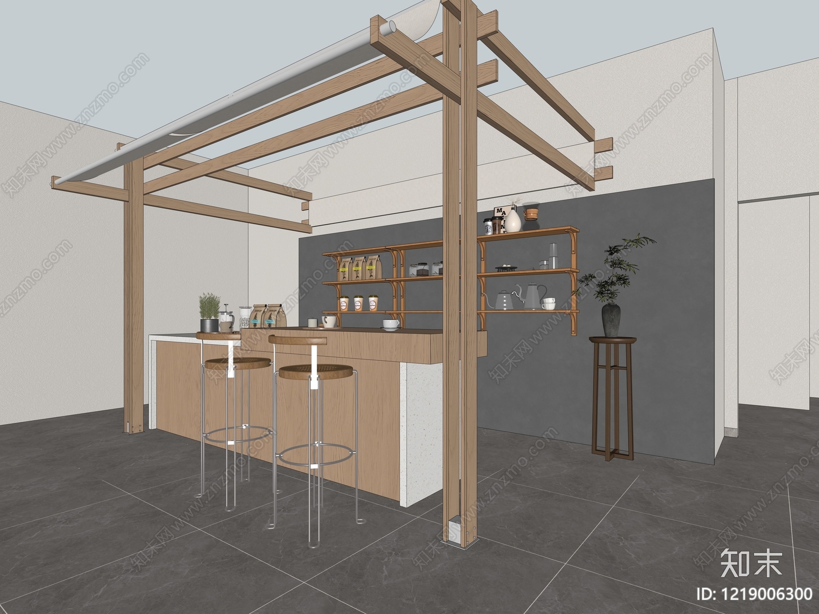日式奶茶店SU模型下载【ID:1219006300】