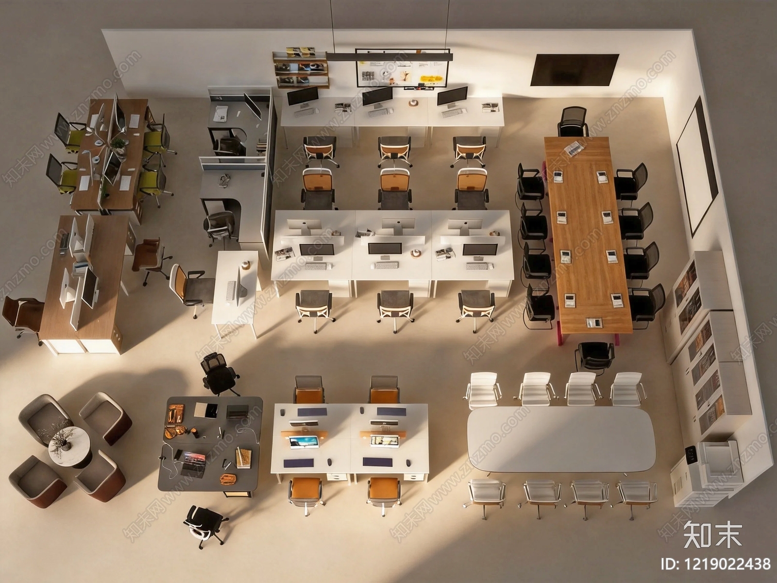 现代简约办公区3D模型下载【ID:1219022438】