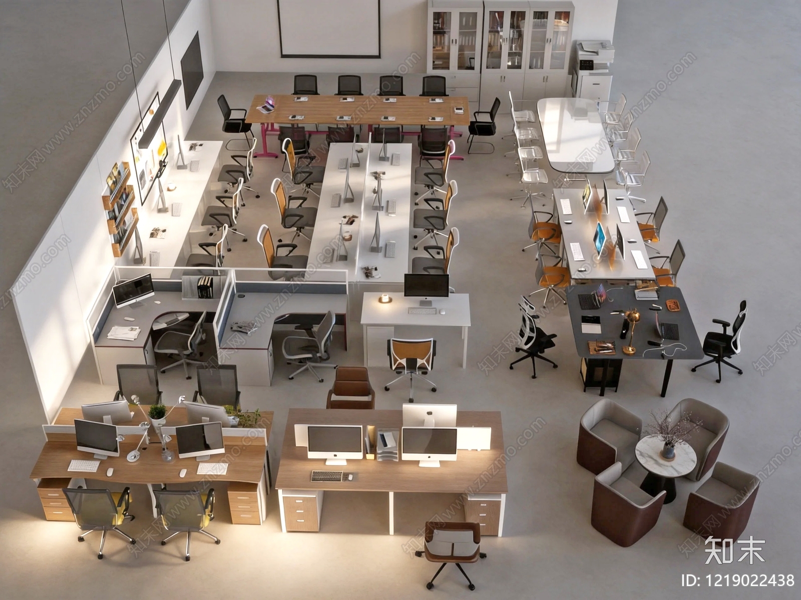 现代简约办公区3D模型下载【ID:1219022438】