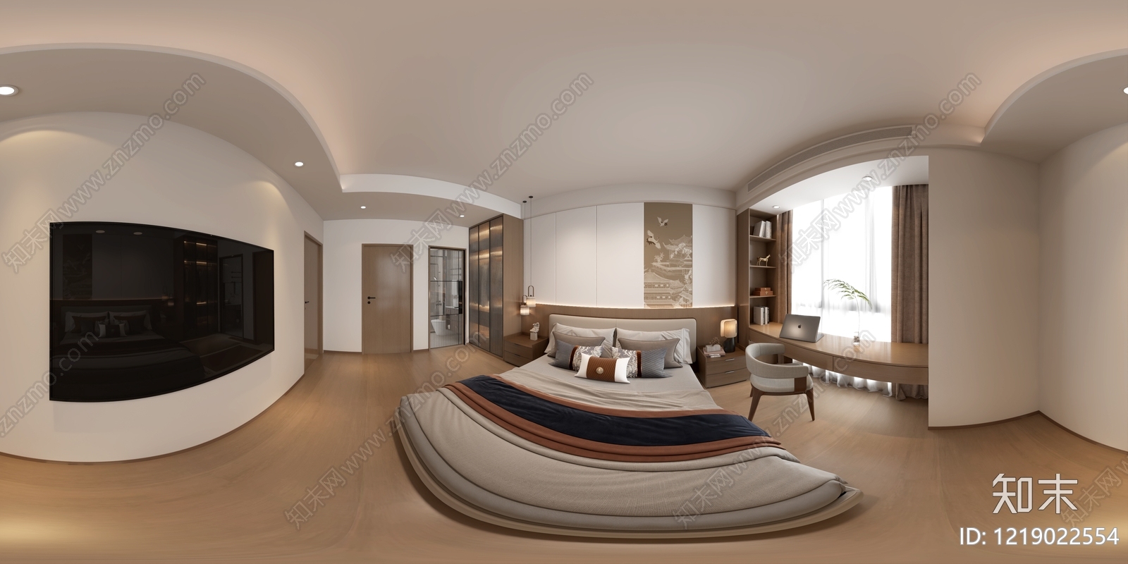 新中式主卧3D模型下载【ID:1219022554】