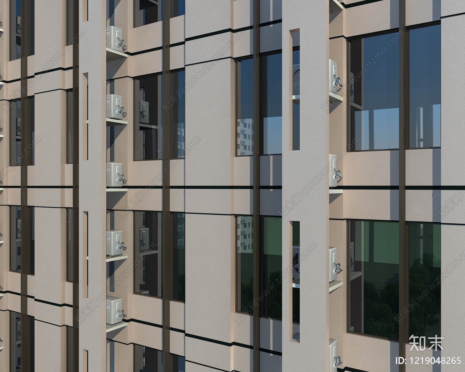 现代主义商业街3D模型下载【ID:1219048265】