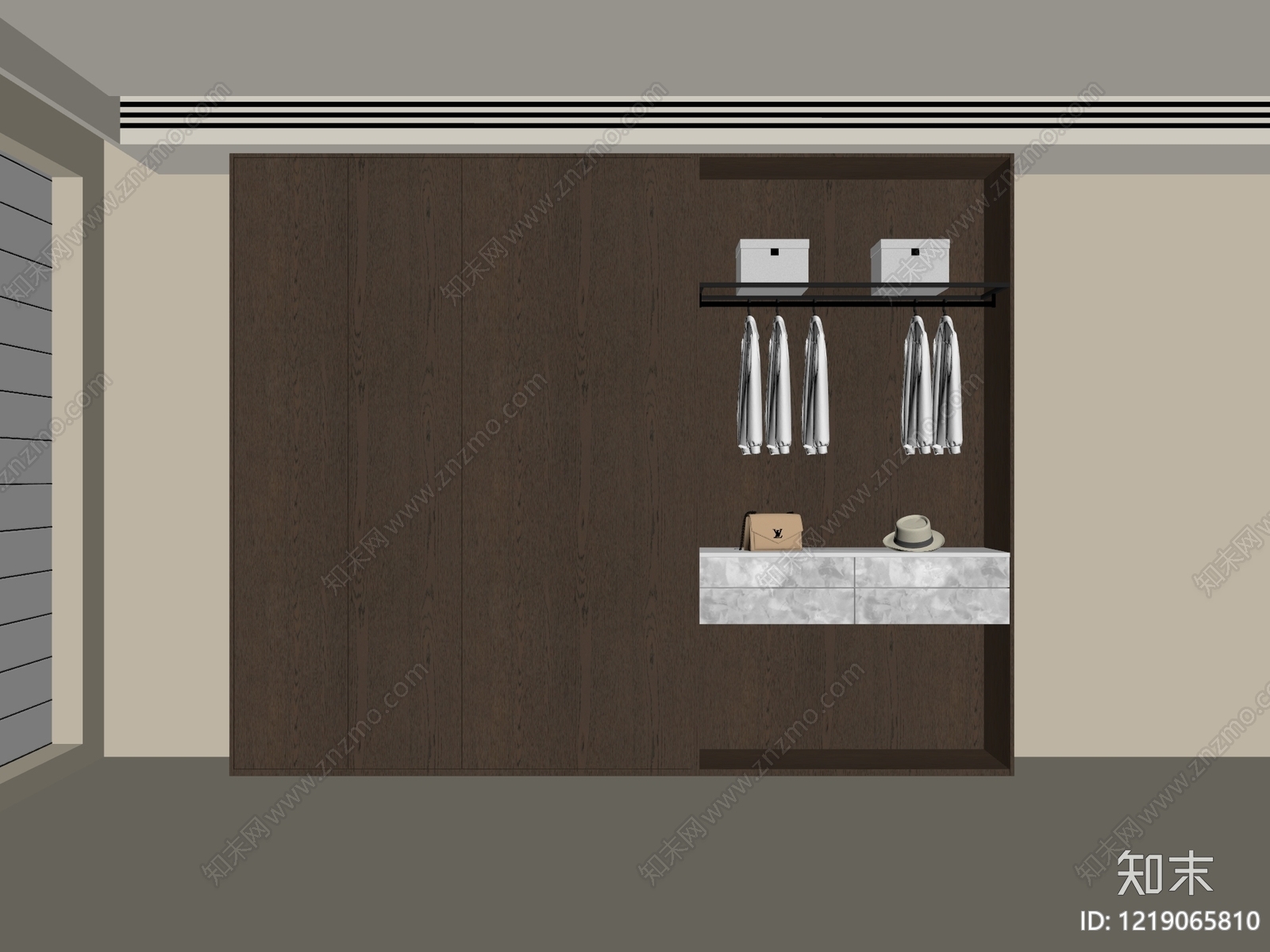 极简衣柜SU模型下载【ID:1219065810】