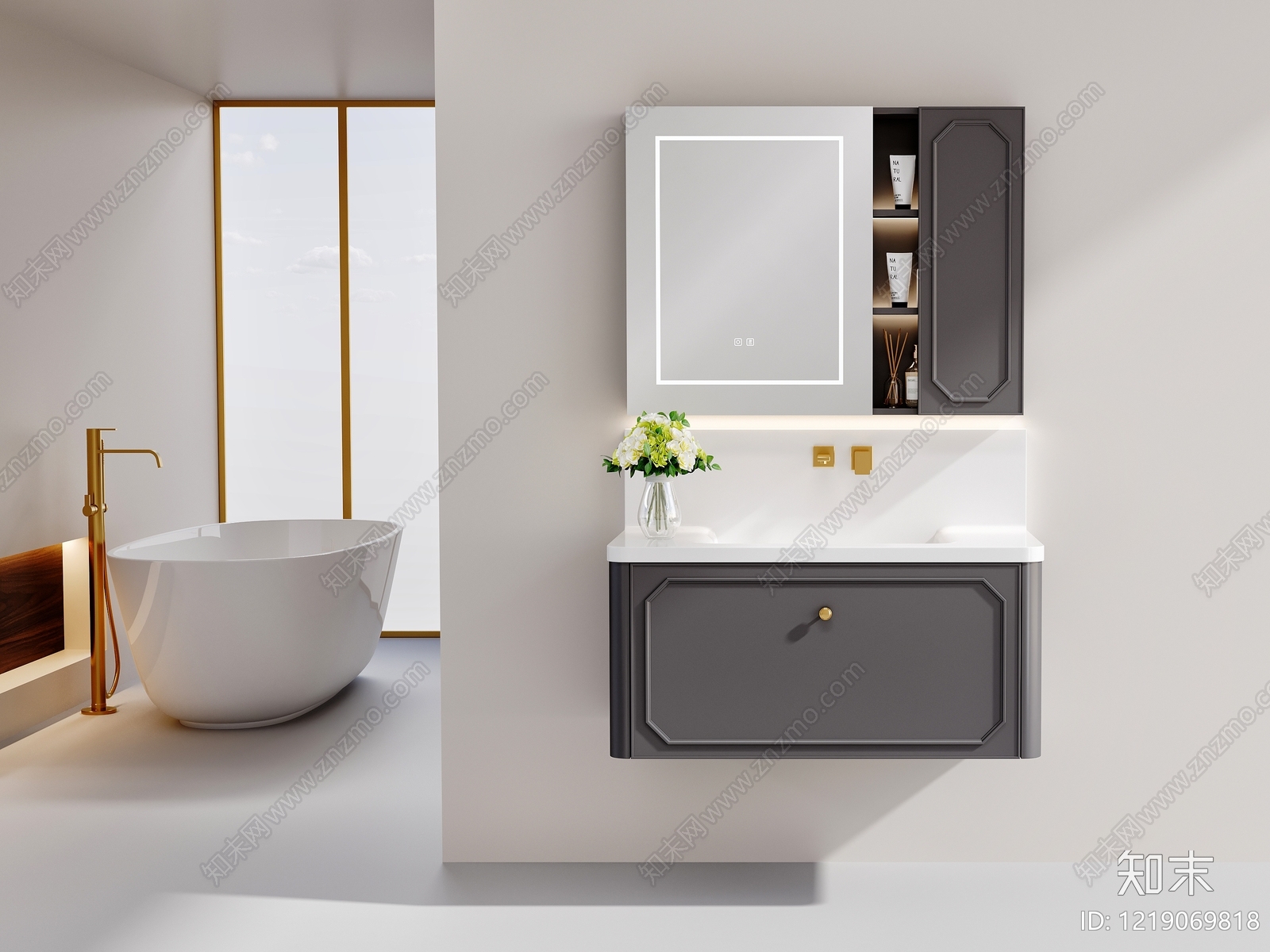 现代轻奢浴室柜3D模型下载【ID:1219069818】