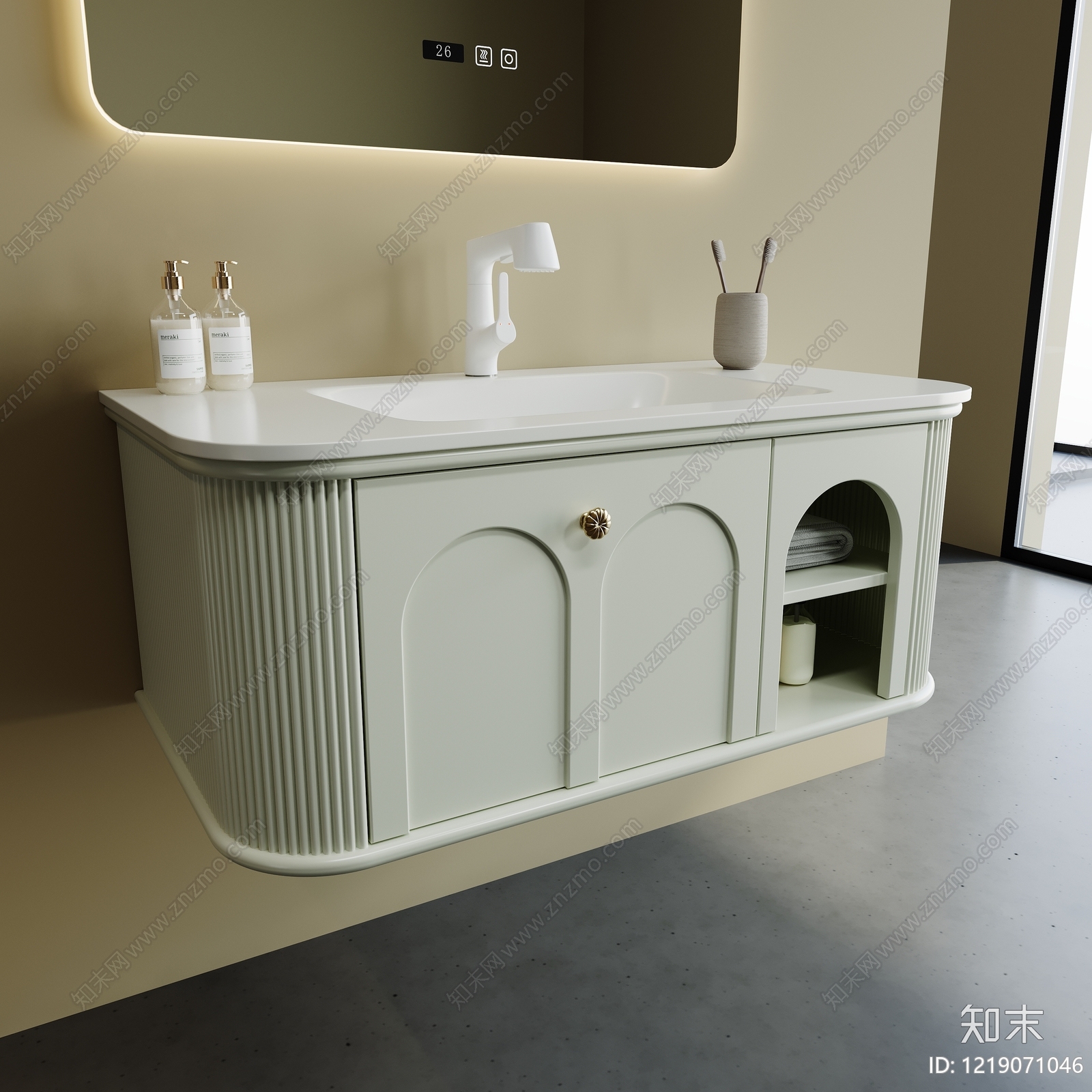 奶油风浴室柜3D模型下载【ID:1219071046】