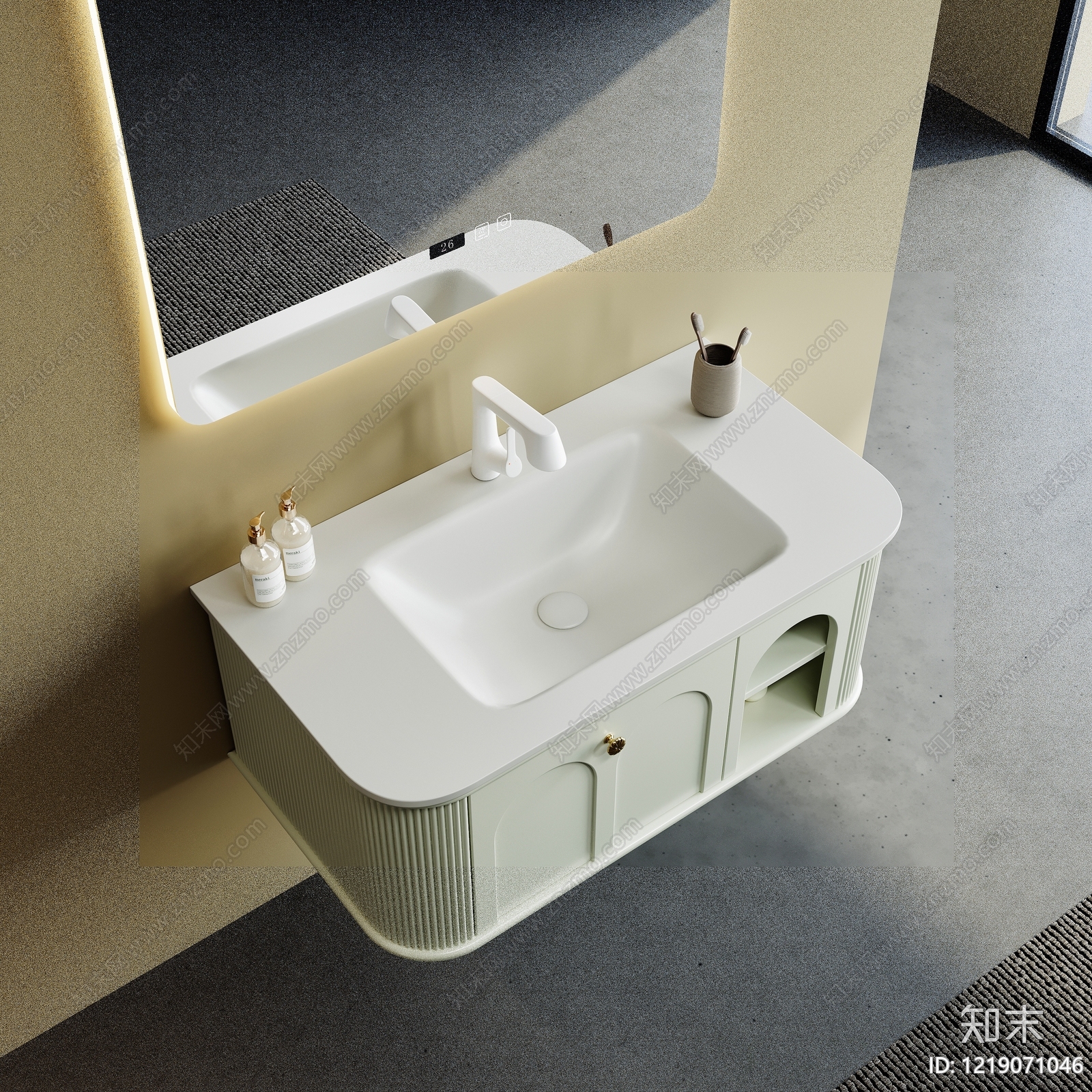 奶油风浴室柜3D模型下载【ID:1219071046】