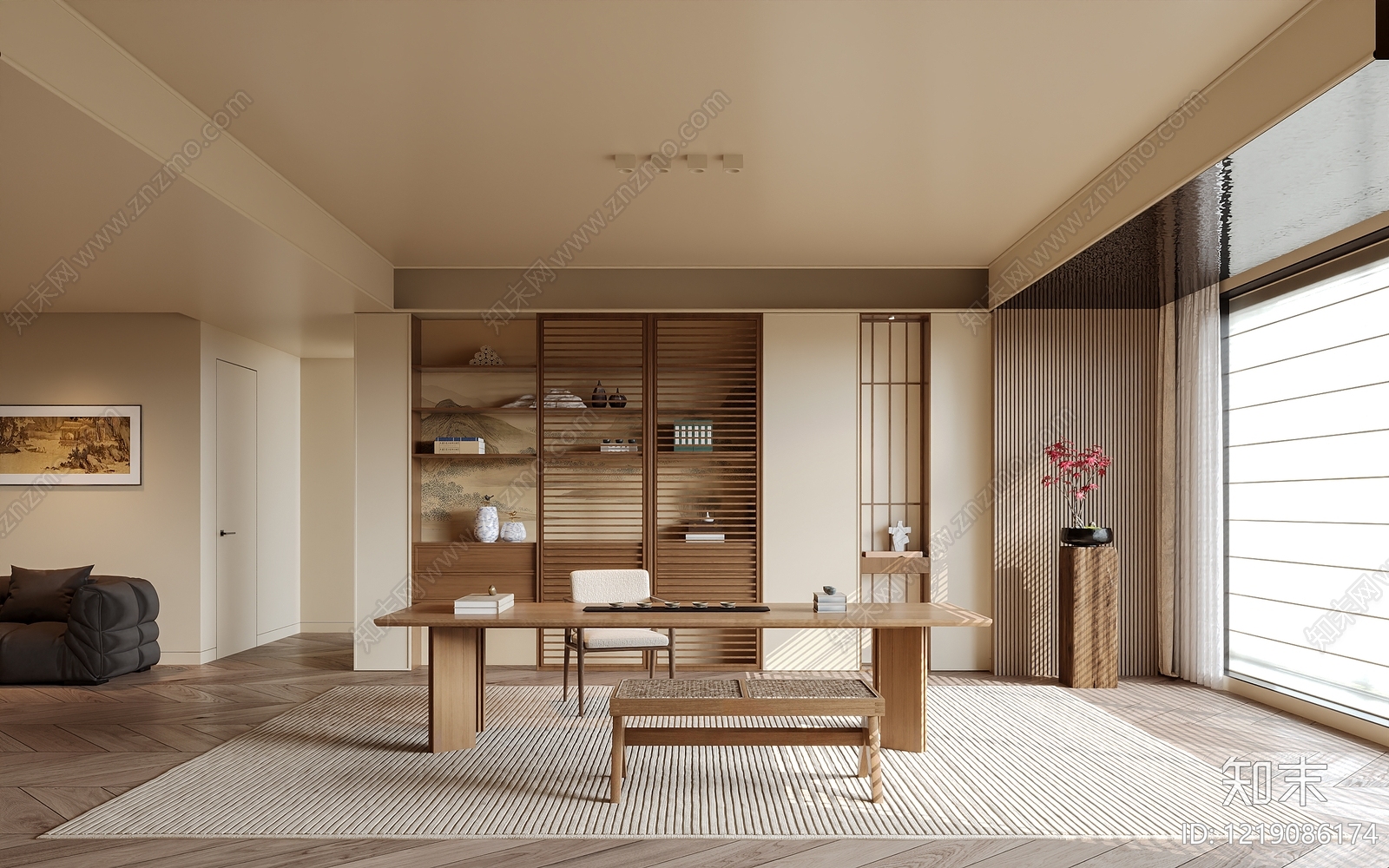 新中式茶室SU模型下载【ID:1219086174】