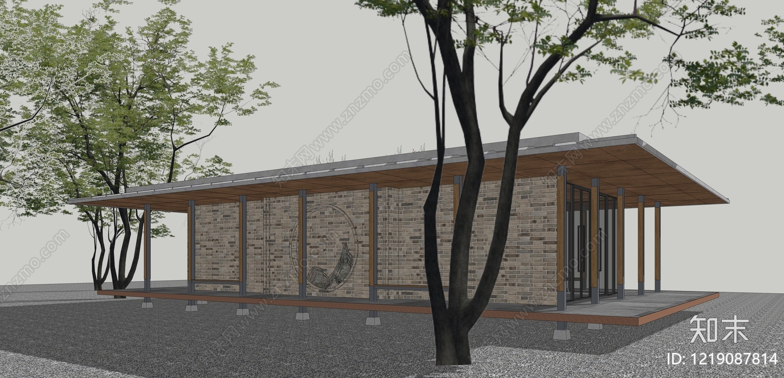 现代主义餐饮建筑SU模型下载【ID:1219087814】