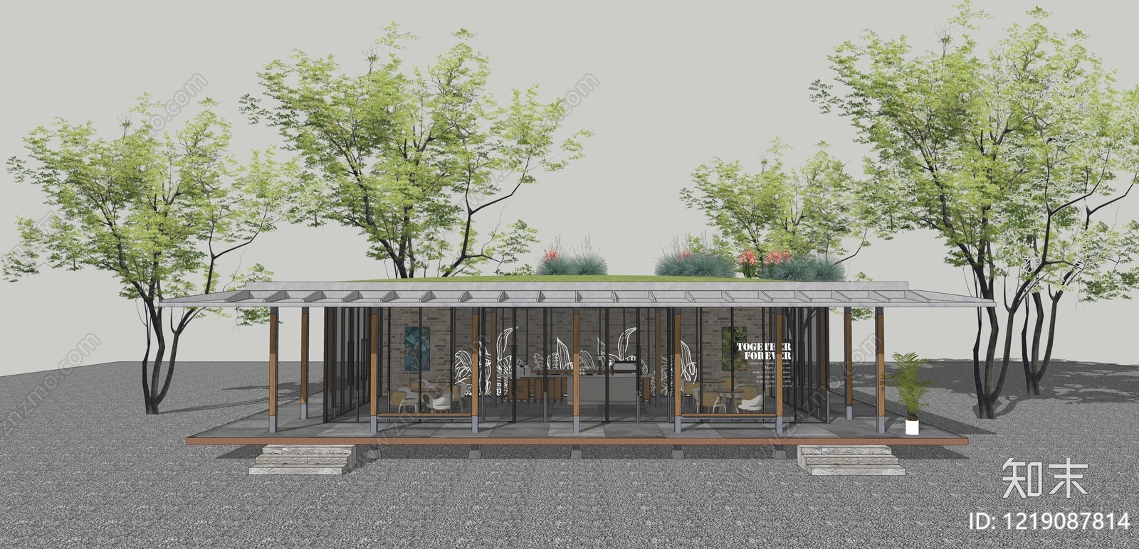 现代主义餐饮建筑SU模型下载【ID:1219087814】