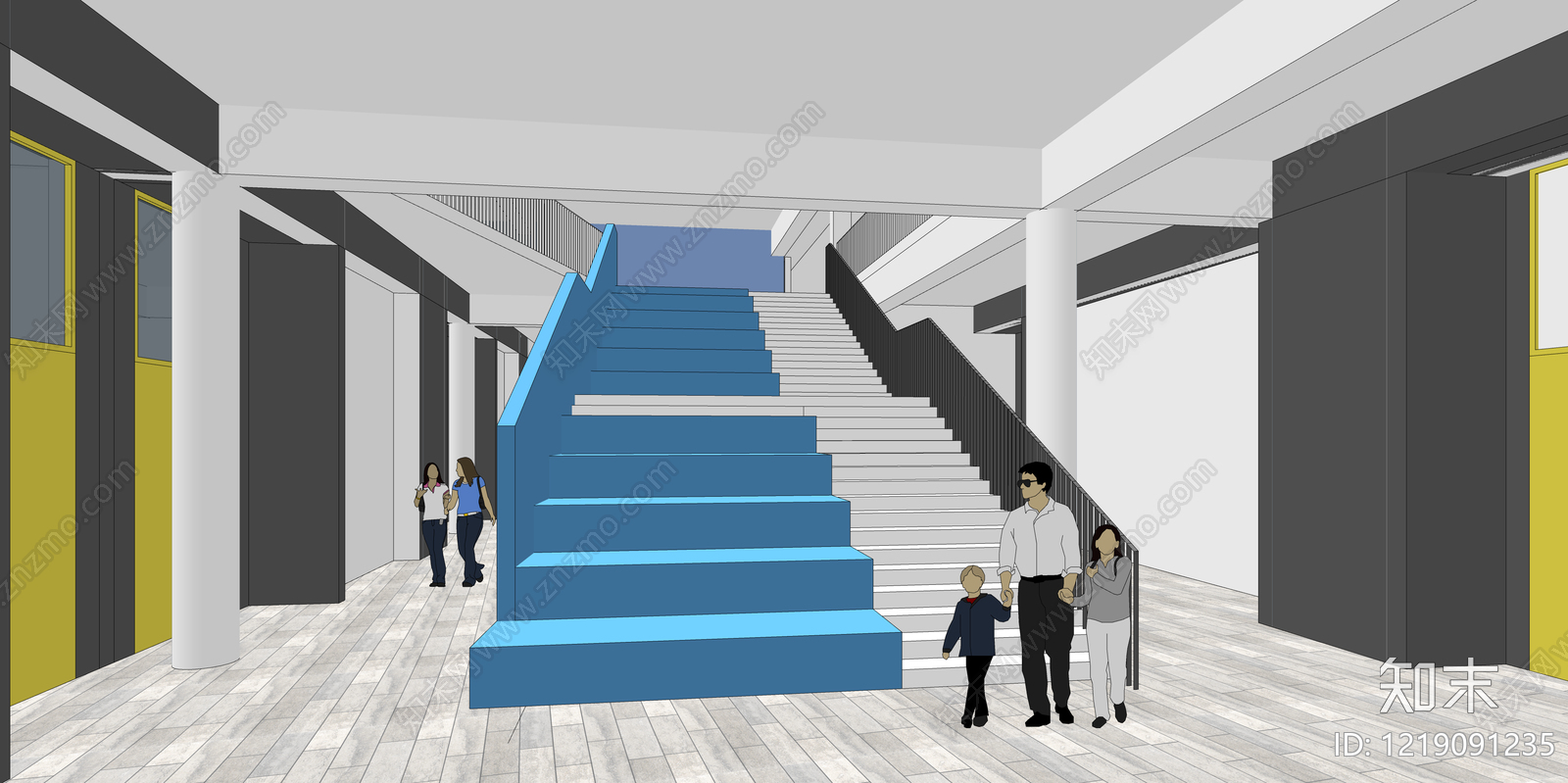 现代主义学校建筑SU模型下载【ID:1219091235】