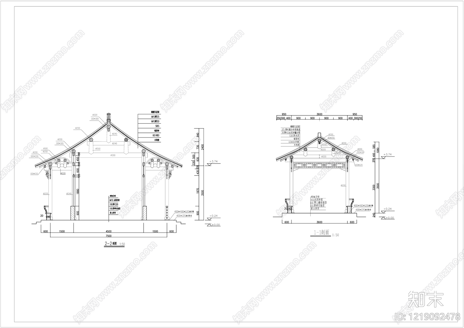 仿古建筑cad施工图下载【ID:1219092478】