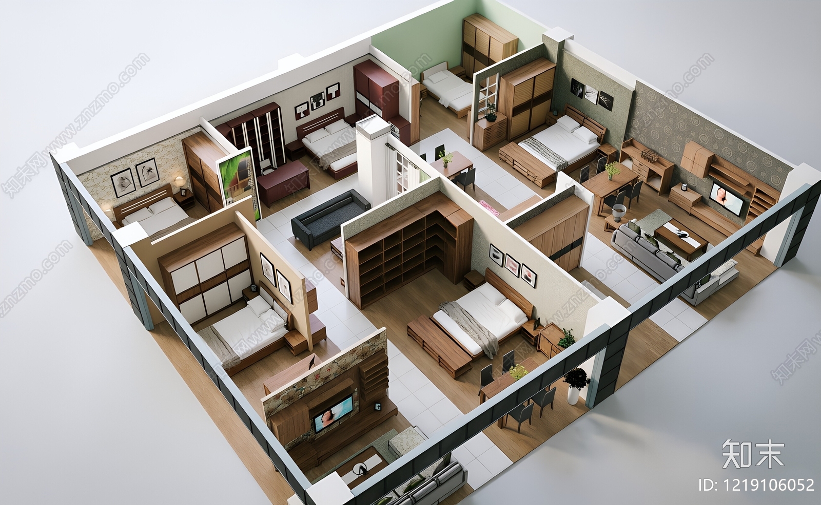 现代简约家具展厅SU模型草图