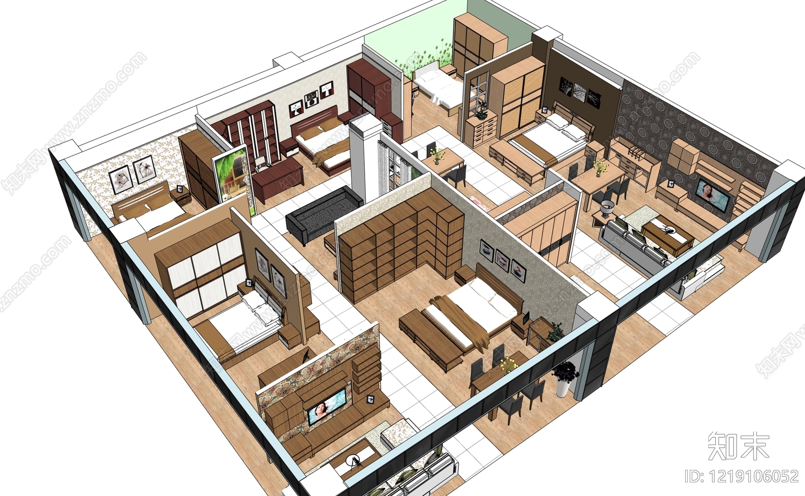 现代简约家具展厅SU模型下载【ID:1219106052】