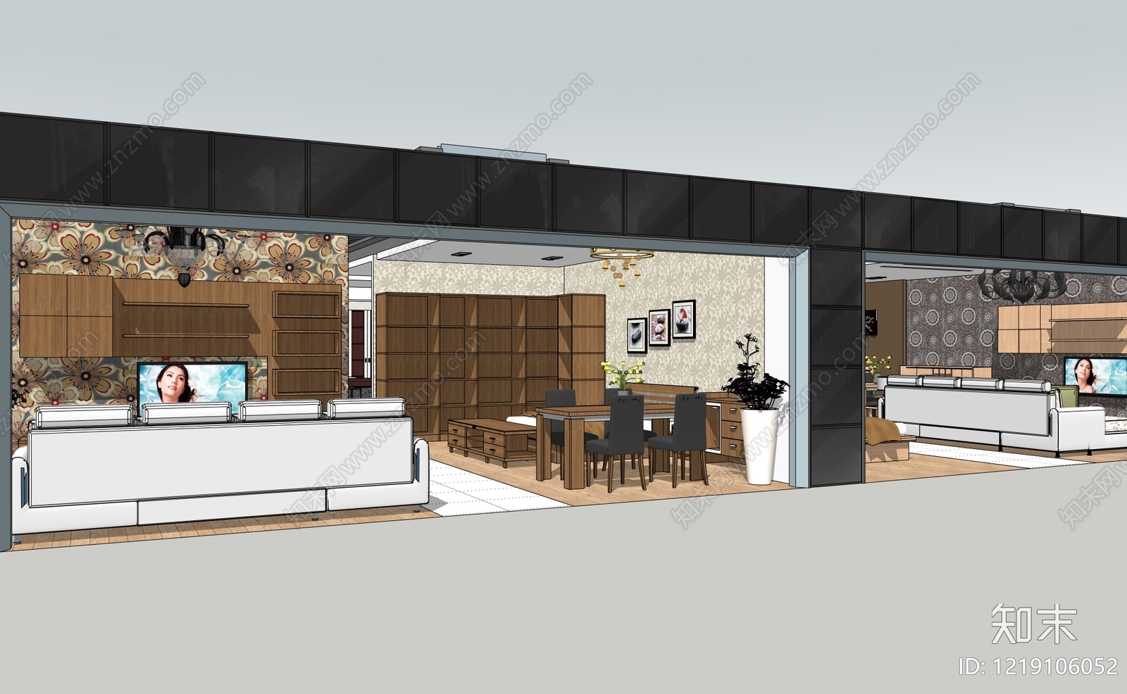 现代简约家具展厅SU模型下载【ID:1219106052】