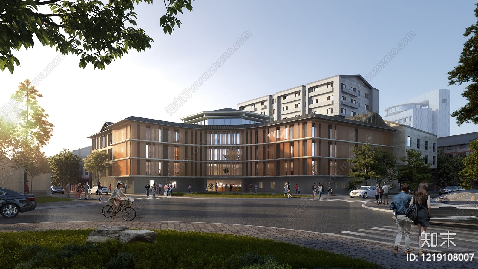 新中式商业街3D模型渲染效果图
