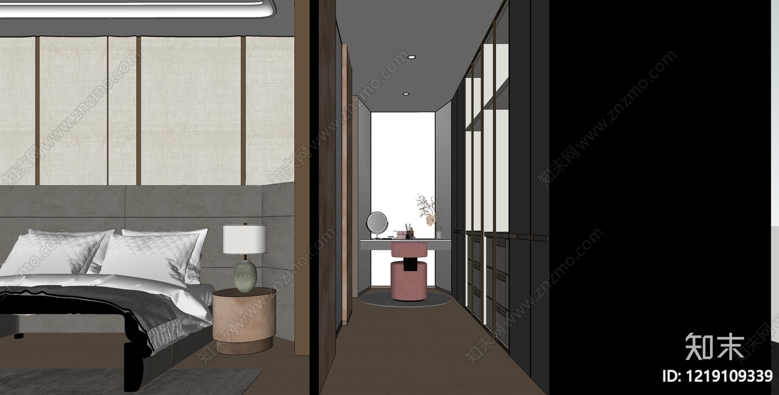 意式轻奢家居卧室SU模型下载【ID:1219109339】