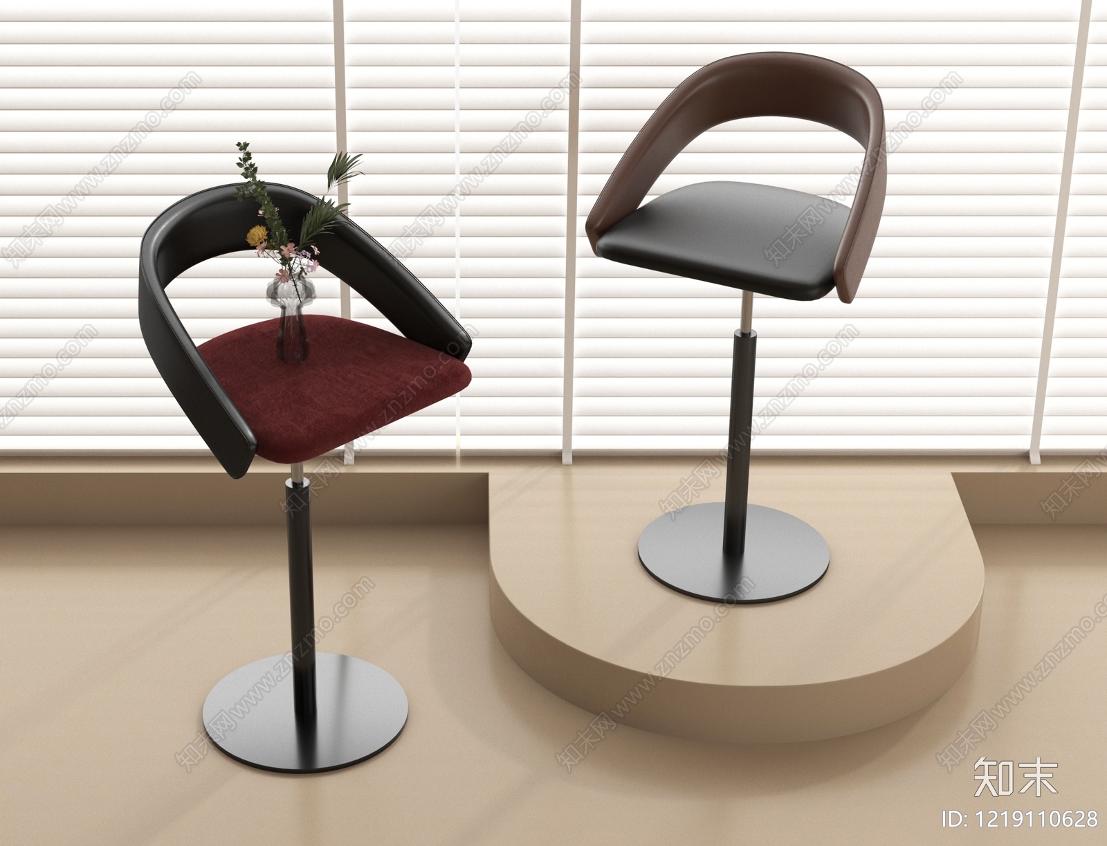 现代简约吧椅3D模型下载【ID:1219110628】