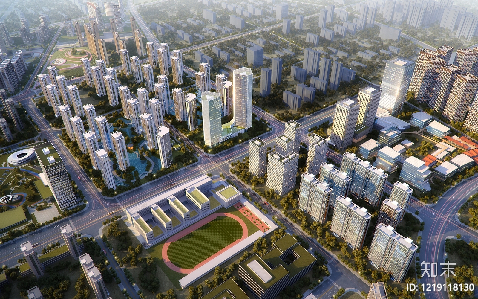 现代主义鸟瞰规划3D模型下载【ID:1219118130】
