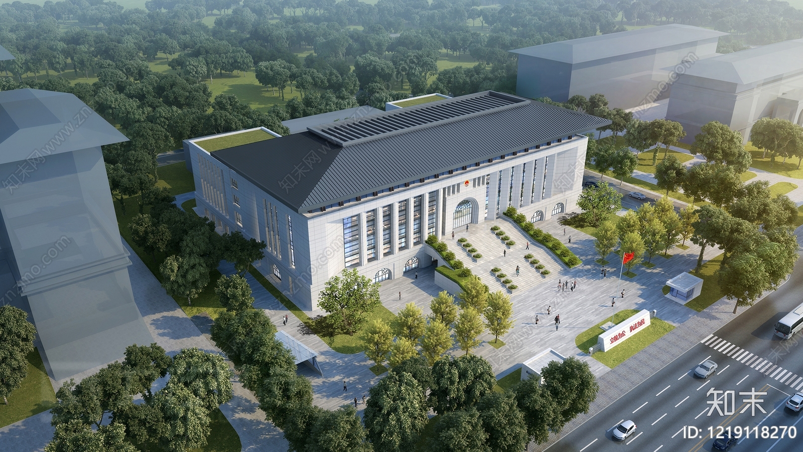 新中式政府办公楼3D模型下载【ID:1219118270】