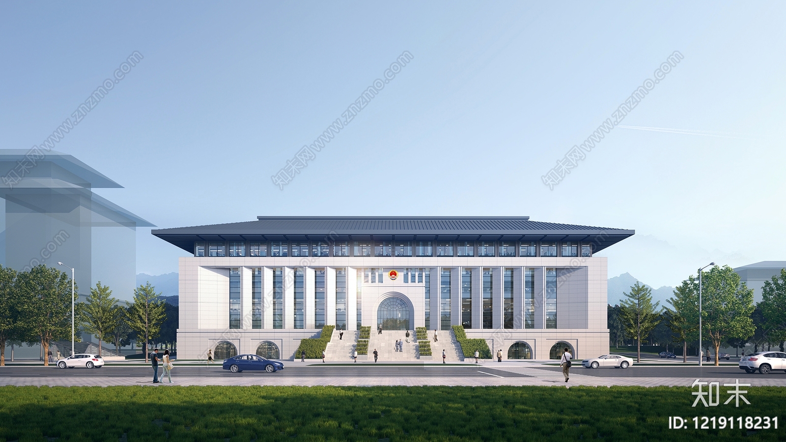 新中式政府办公楼3D模型下载【ID:1219118231】