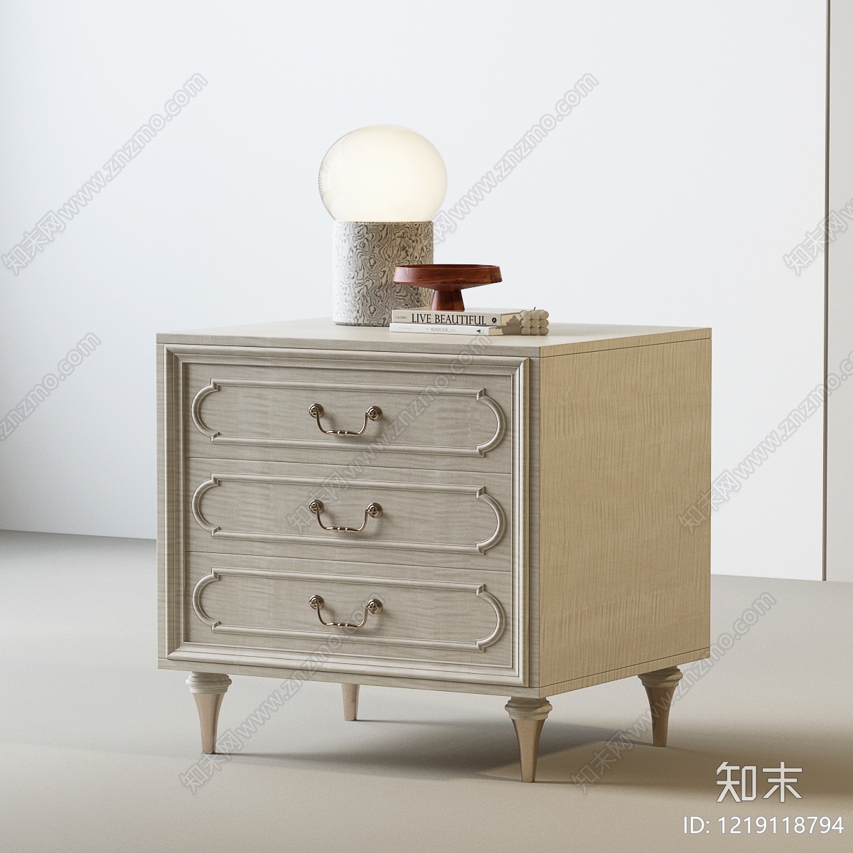 法式床头柜3D模型下载【ID:1219118794】