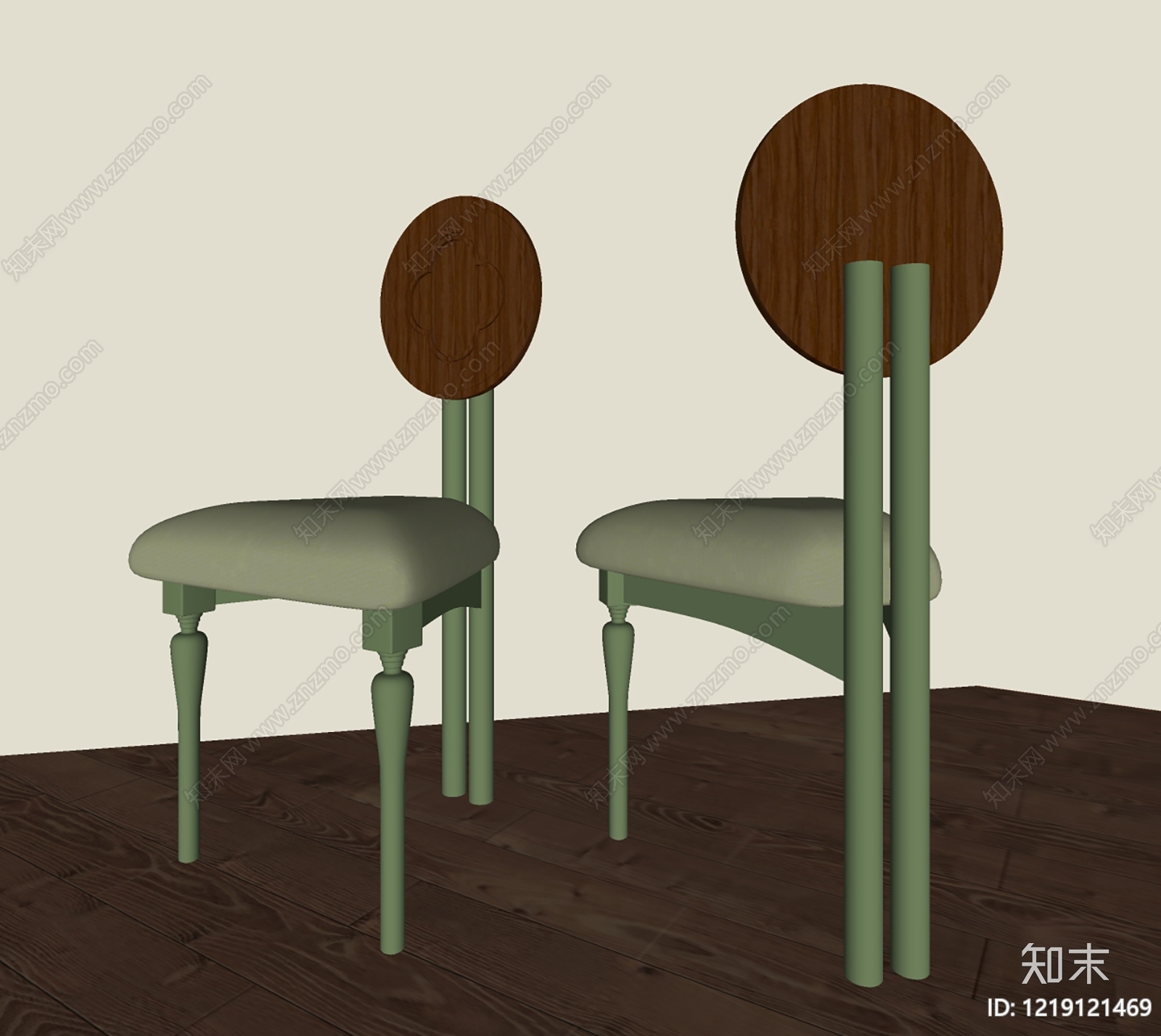 法式餐椅SU模型下载【ID:1219121469】