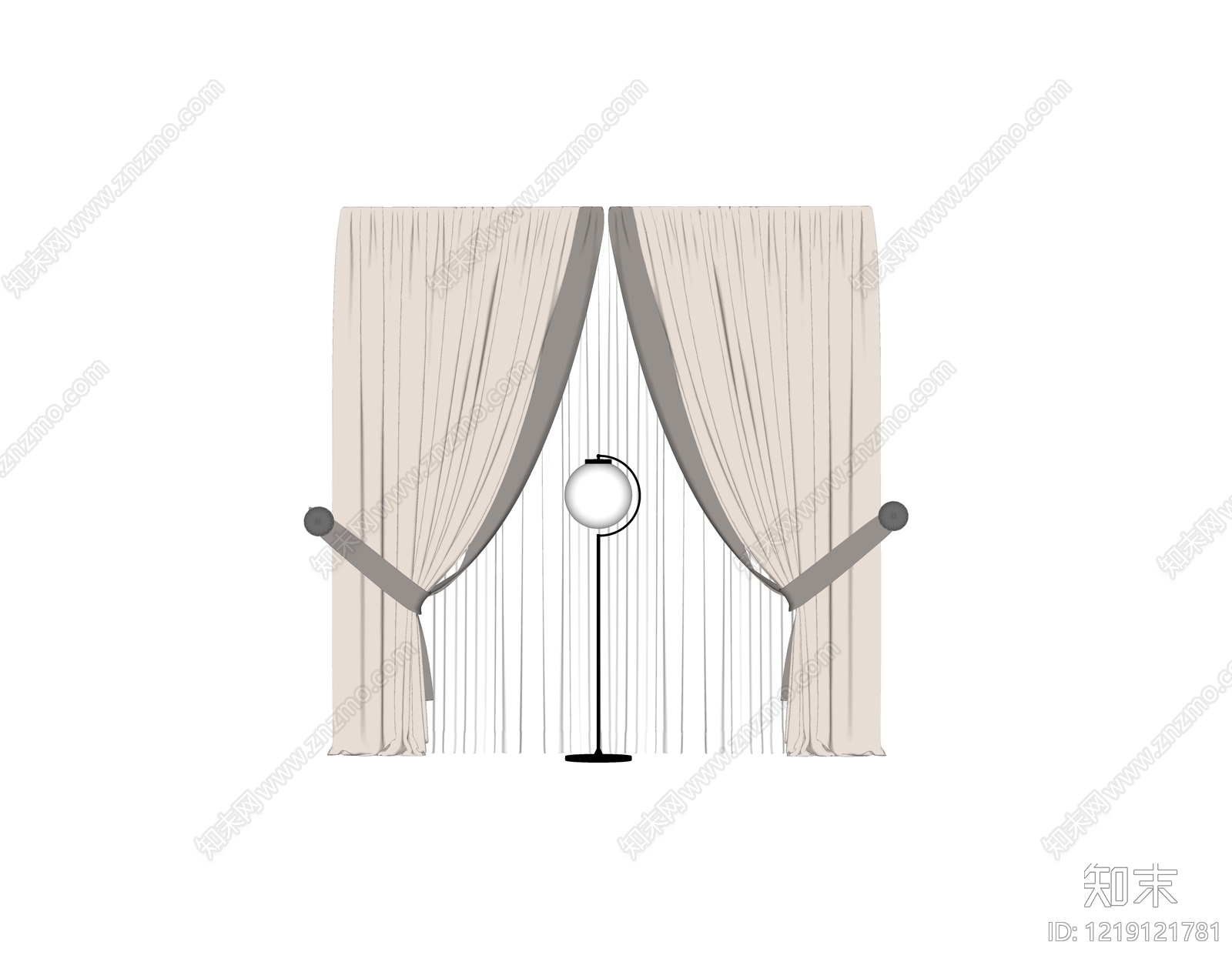 现代简约窗帘SU模型下载【ID:1219121781】