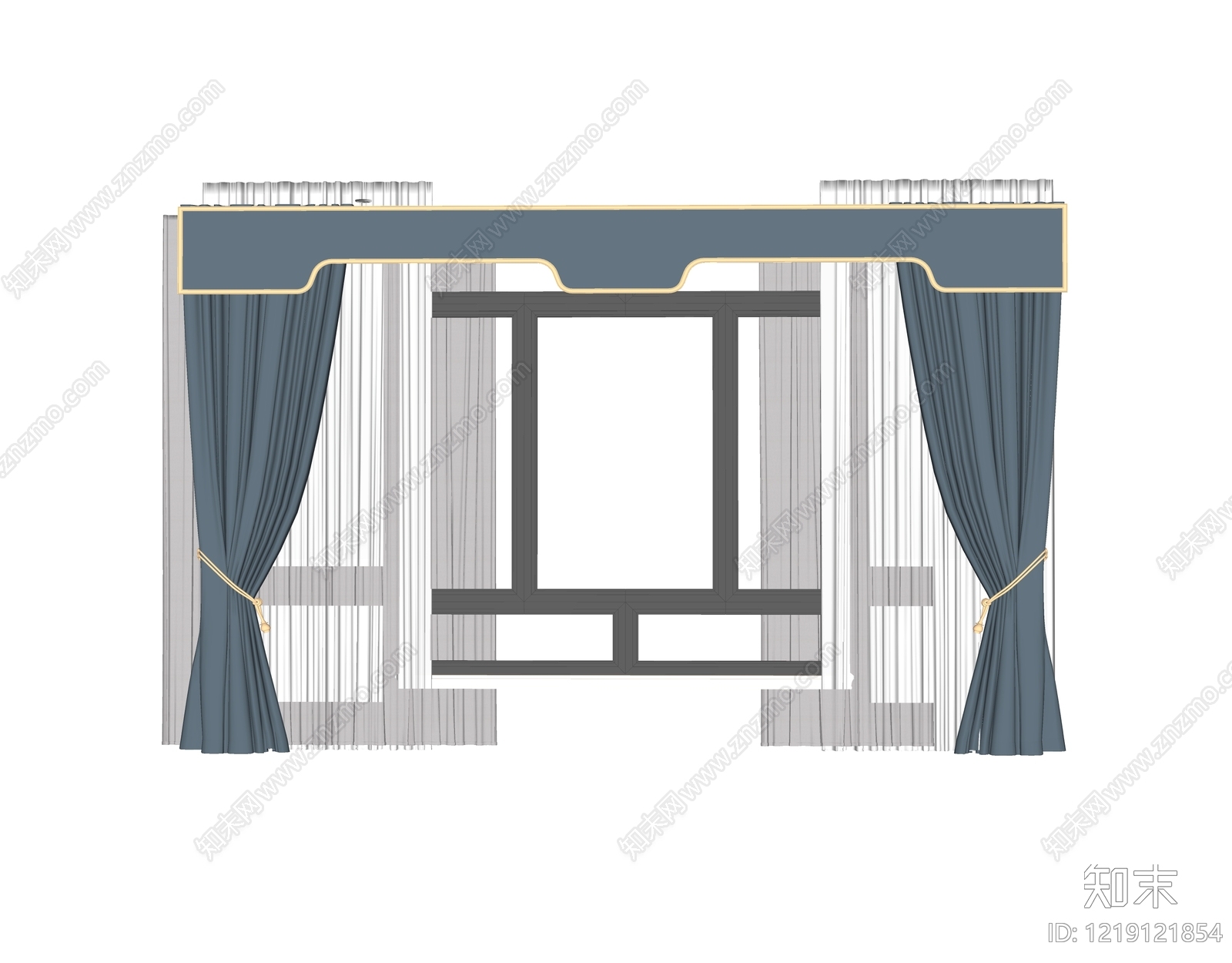 现代简约窗帘SU模型下载【ID:1219121854】