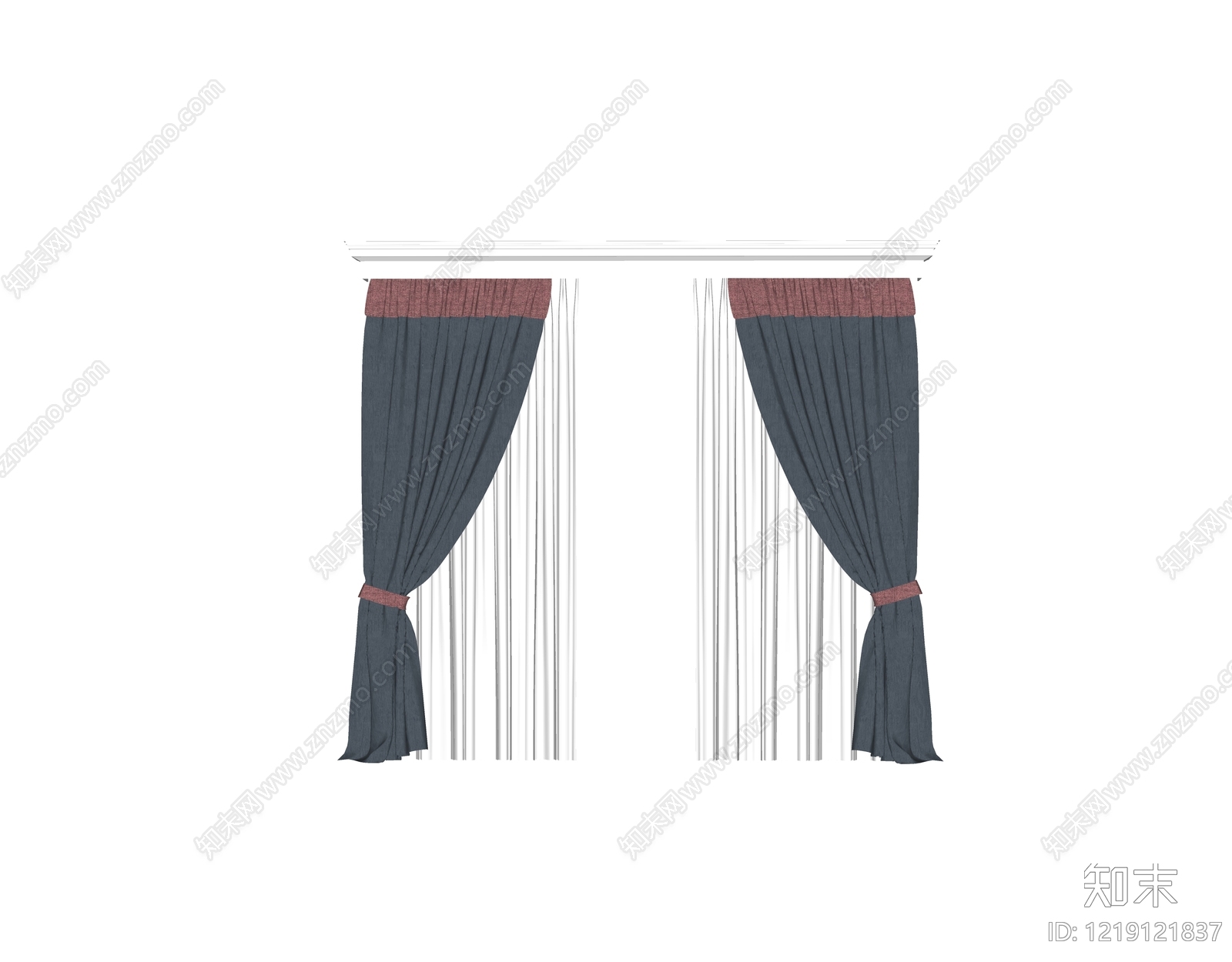 现代简约窗帘SU模型下载【ID:1219121837】
