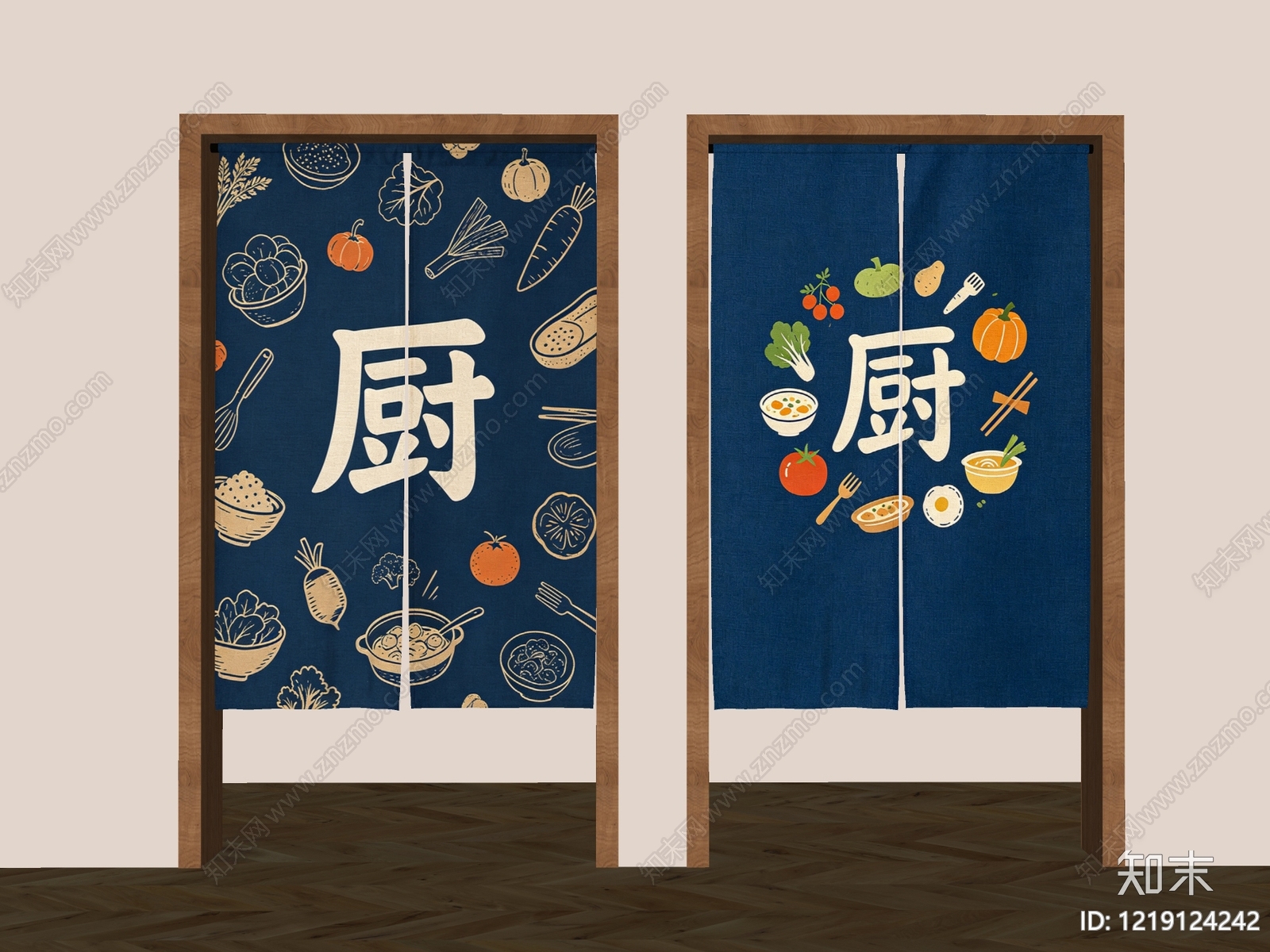 日式窗帘SU模型下载【ID:1219124242】