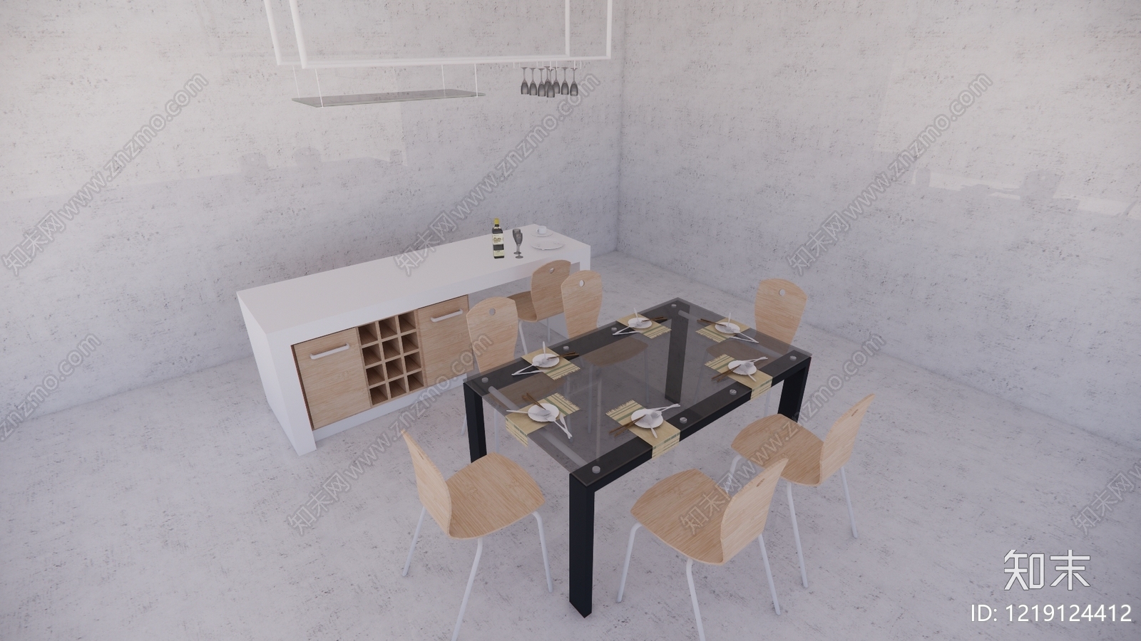 极简餐桌椅SU模型下载【ID:1219124412】