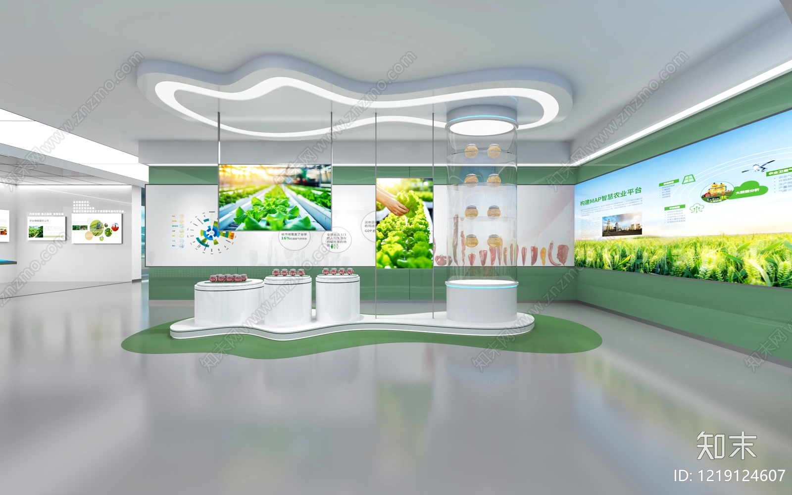 现代简约农业展厅3D模型渲染效果图