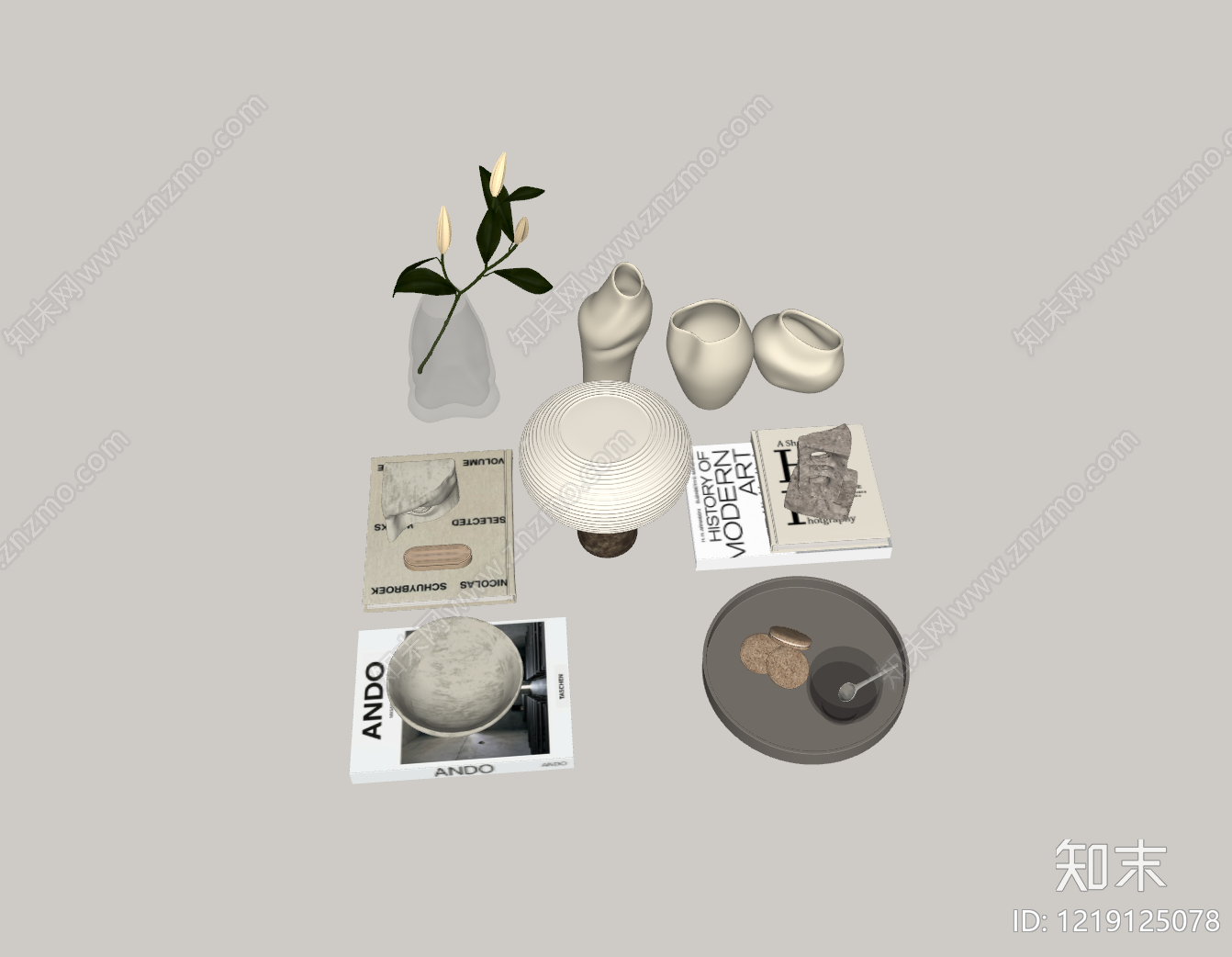 现代摆件组合SU模型下载【ID:1219125078】