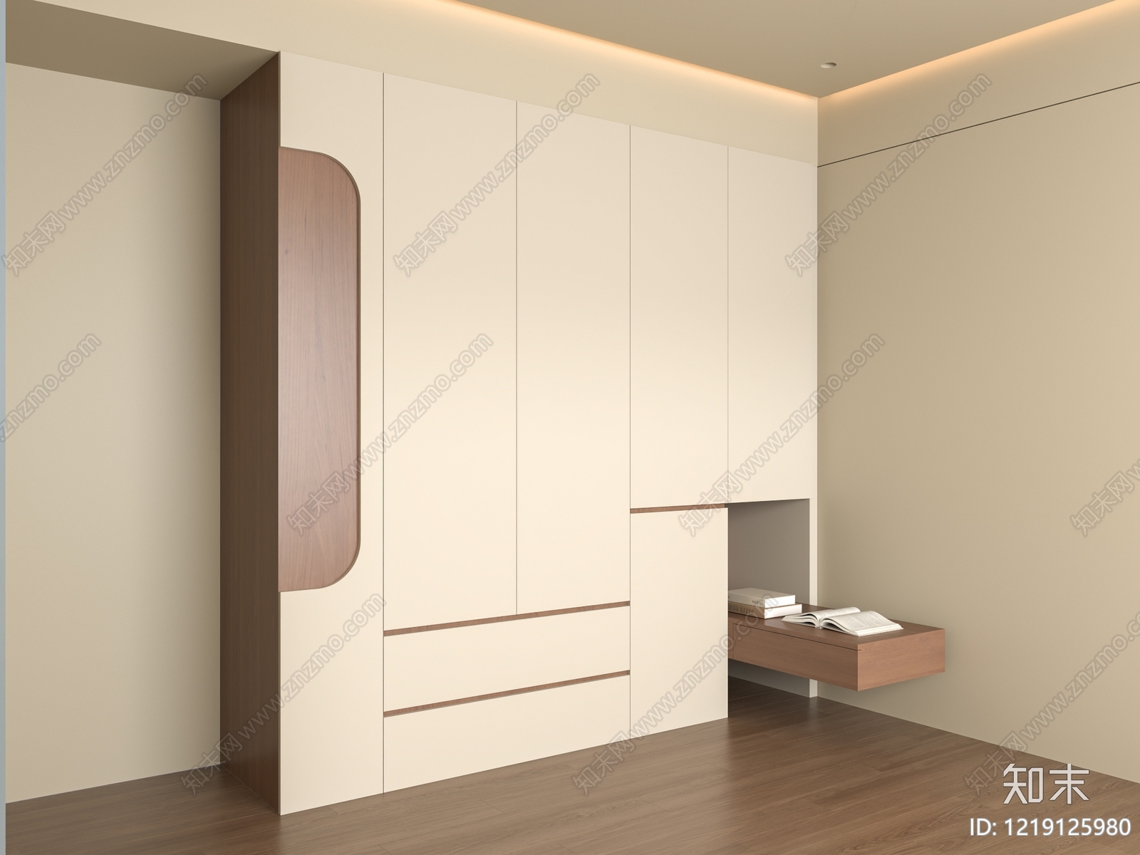 奶油风衣柜3D模型下载【ID:1219125980】