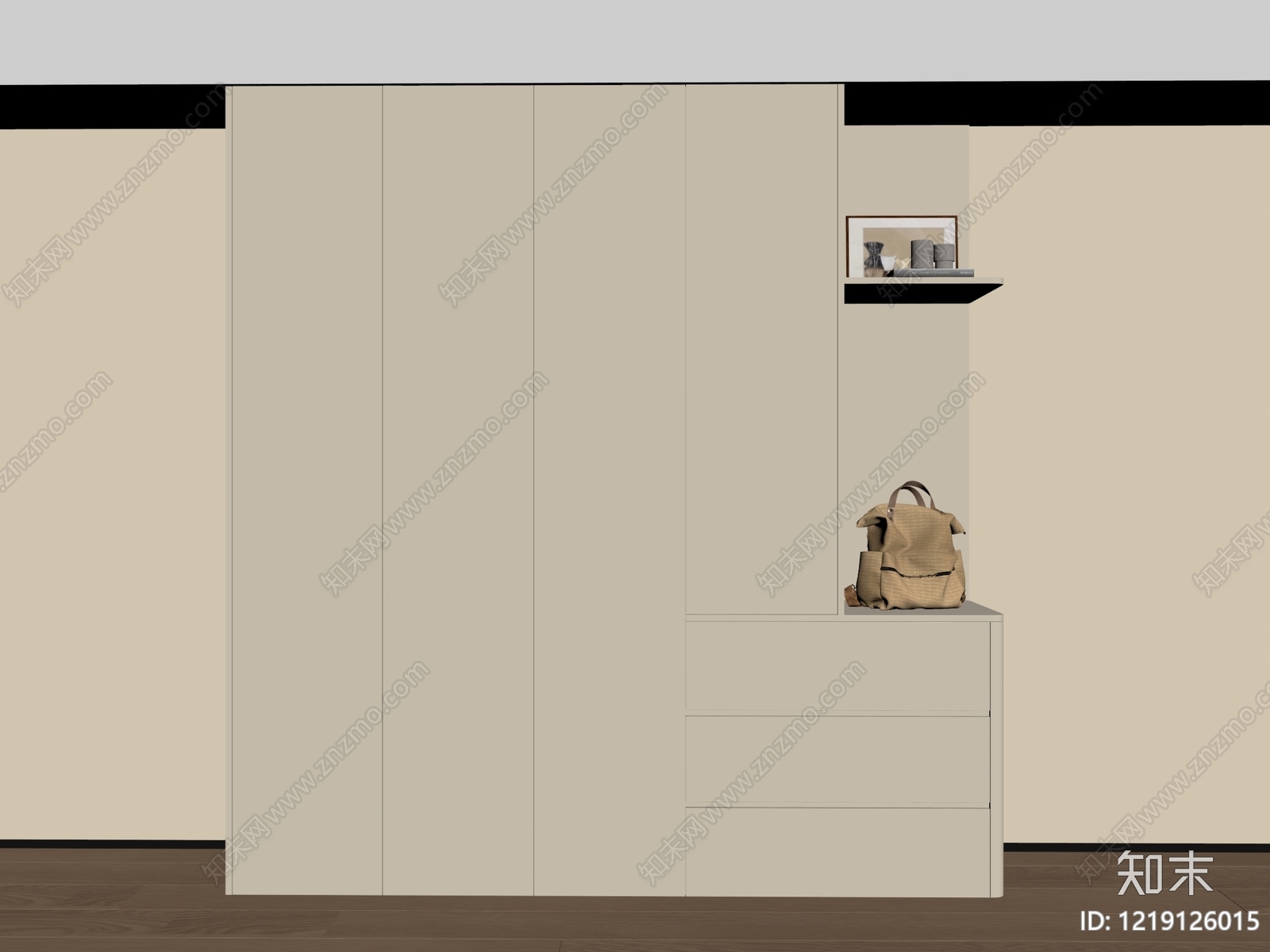 现代衣柜SU模型下载【ID:1219126015】