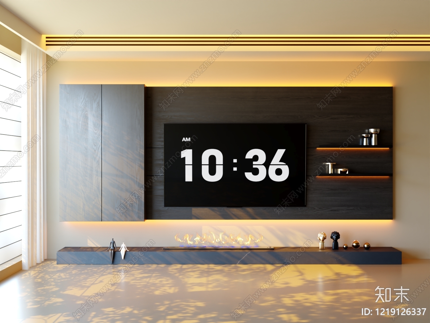极简电视背景墙3D模型下载【ID:1219126337】