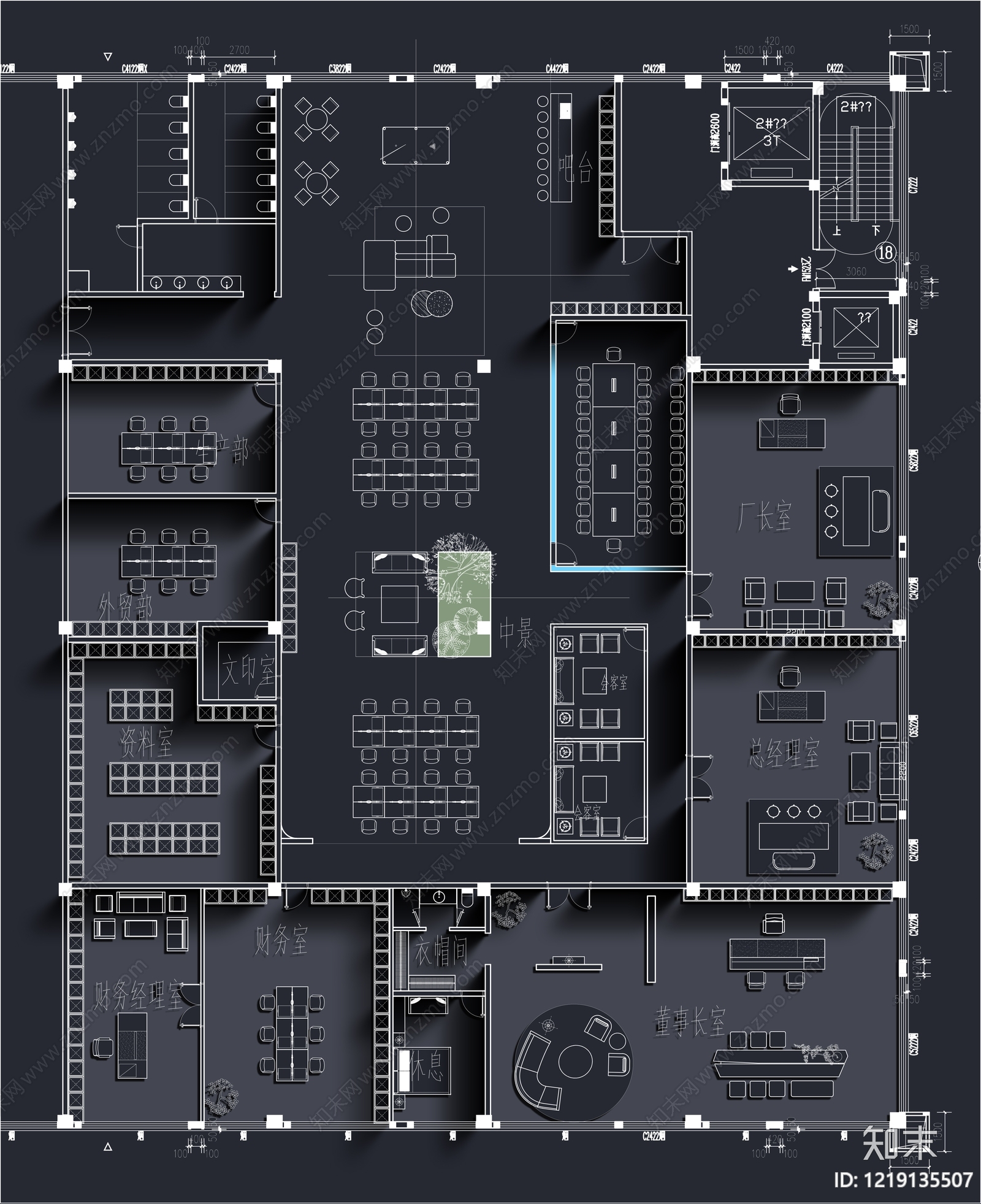 整体办公空间cad施工图下载【ID:1219135507】