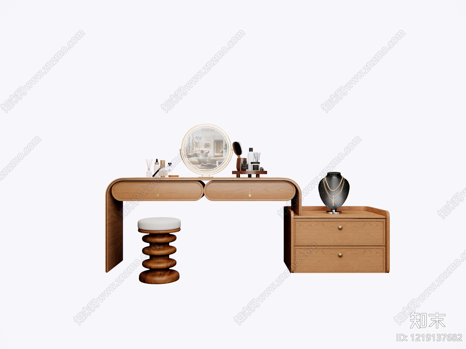 中古风梳妆台3D模型下载【ID:1219137682】