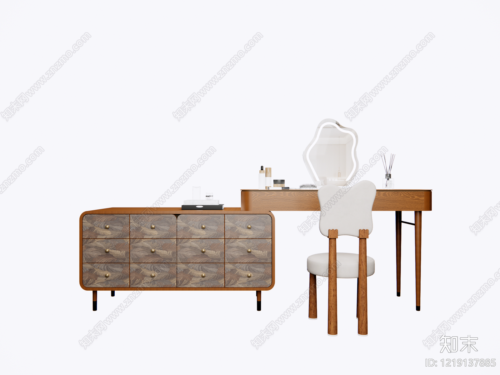 北欧妆台妆凳3D模型下载【ID:1219137885】