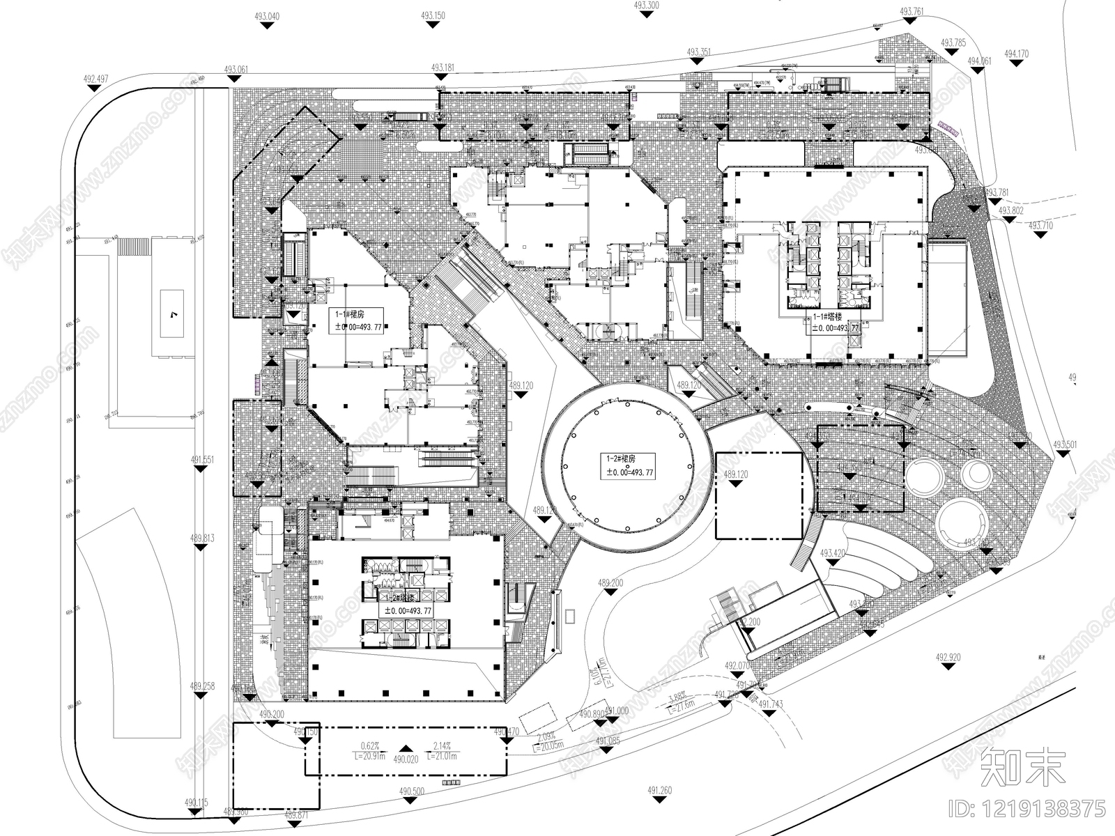8套商业景观办公景观办公楼商业街产业园CAD图纸cad施工图下载【ID:1219138375】