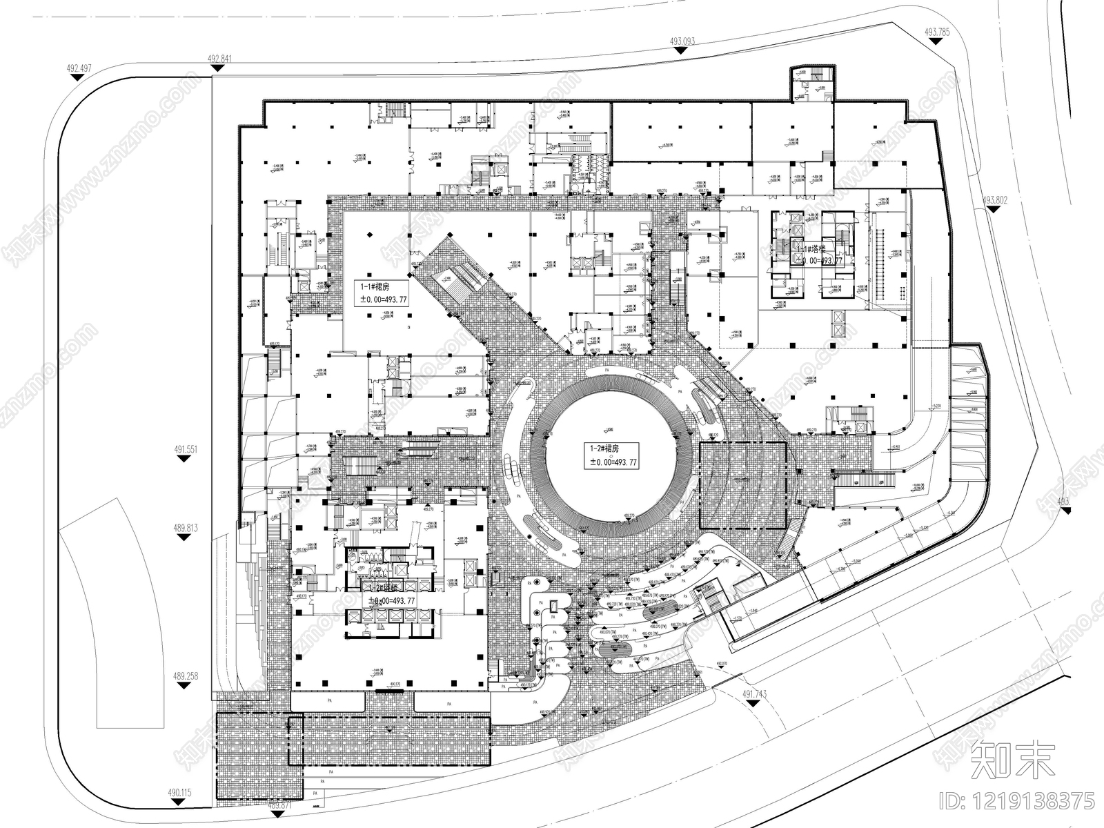8套商业景观办公景观办公楼商业街产业园CAD图纸cad施工图下载【ID:1219138375】