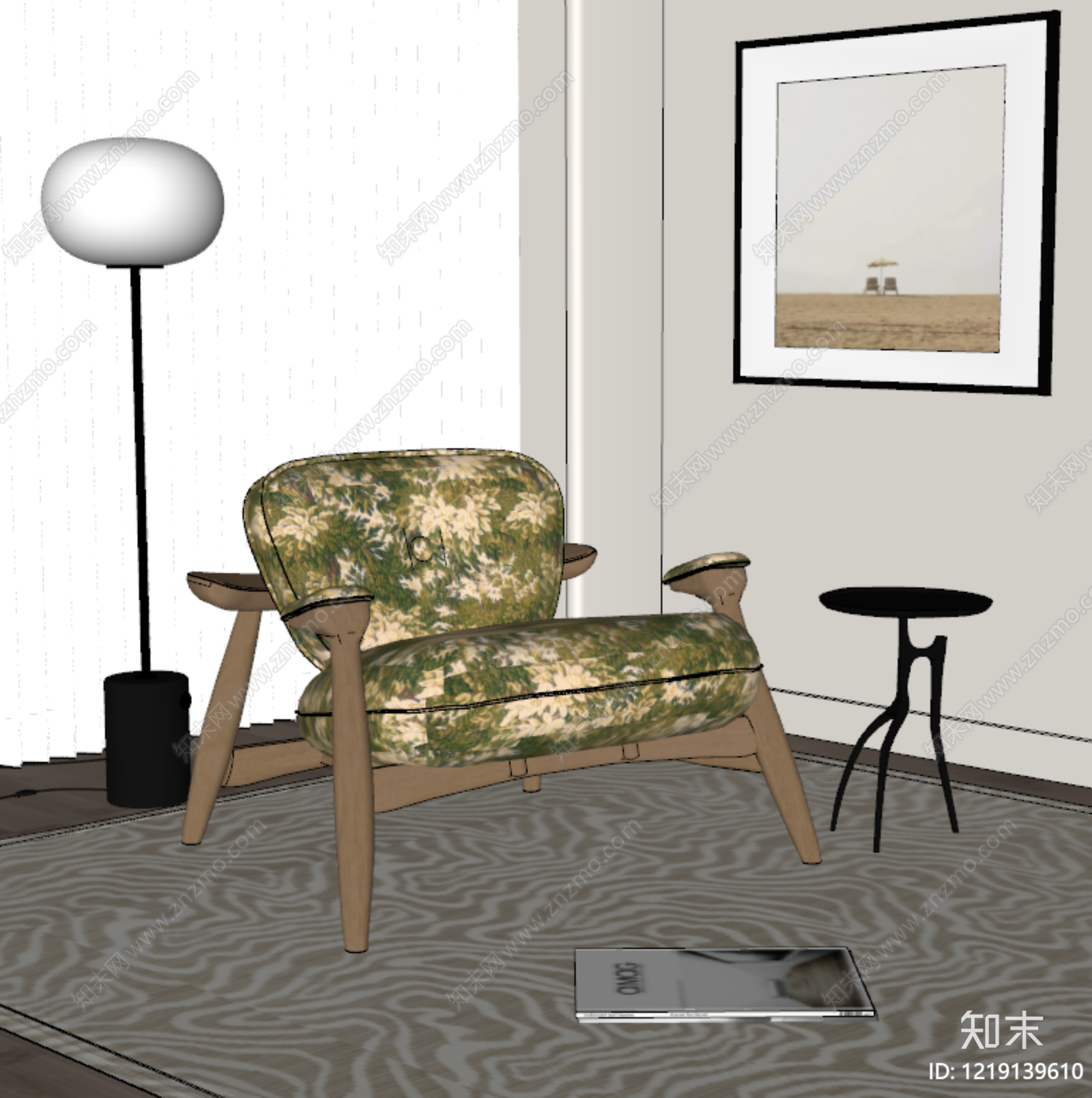 中古风休闲椅SU模型下载【ID:1219139610】