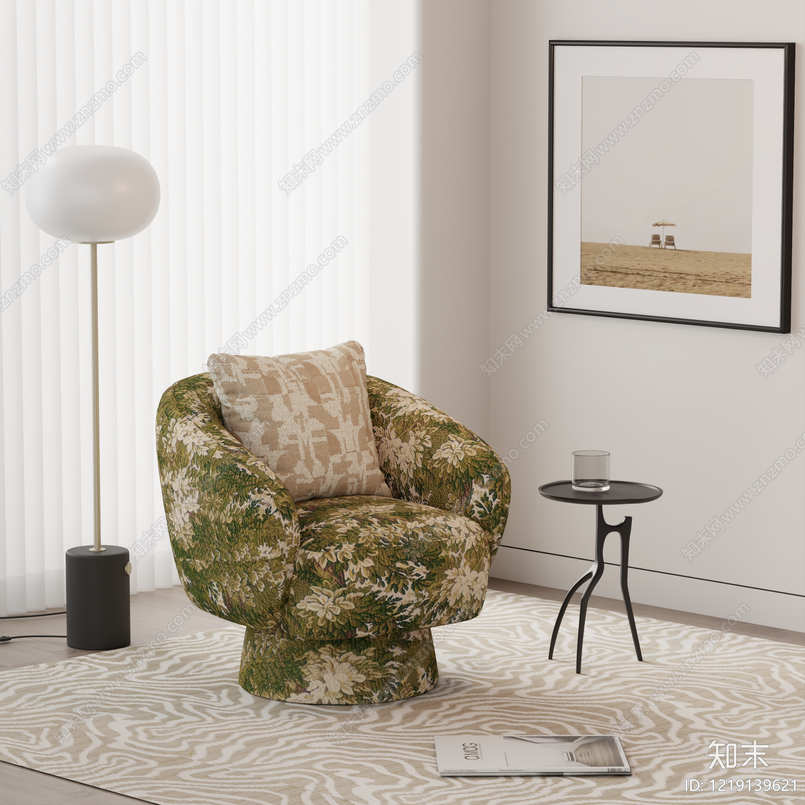 中古风单人沙发3D模型下载【ID:1219139621】