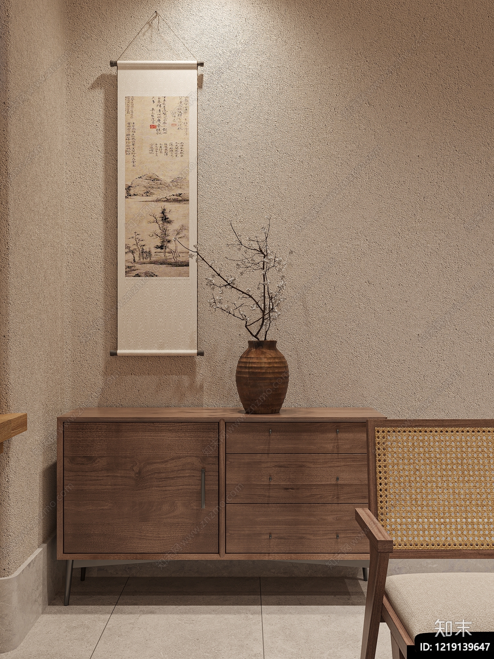 禅意玄关3D模型下载【ID:1219139647】