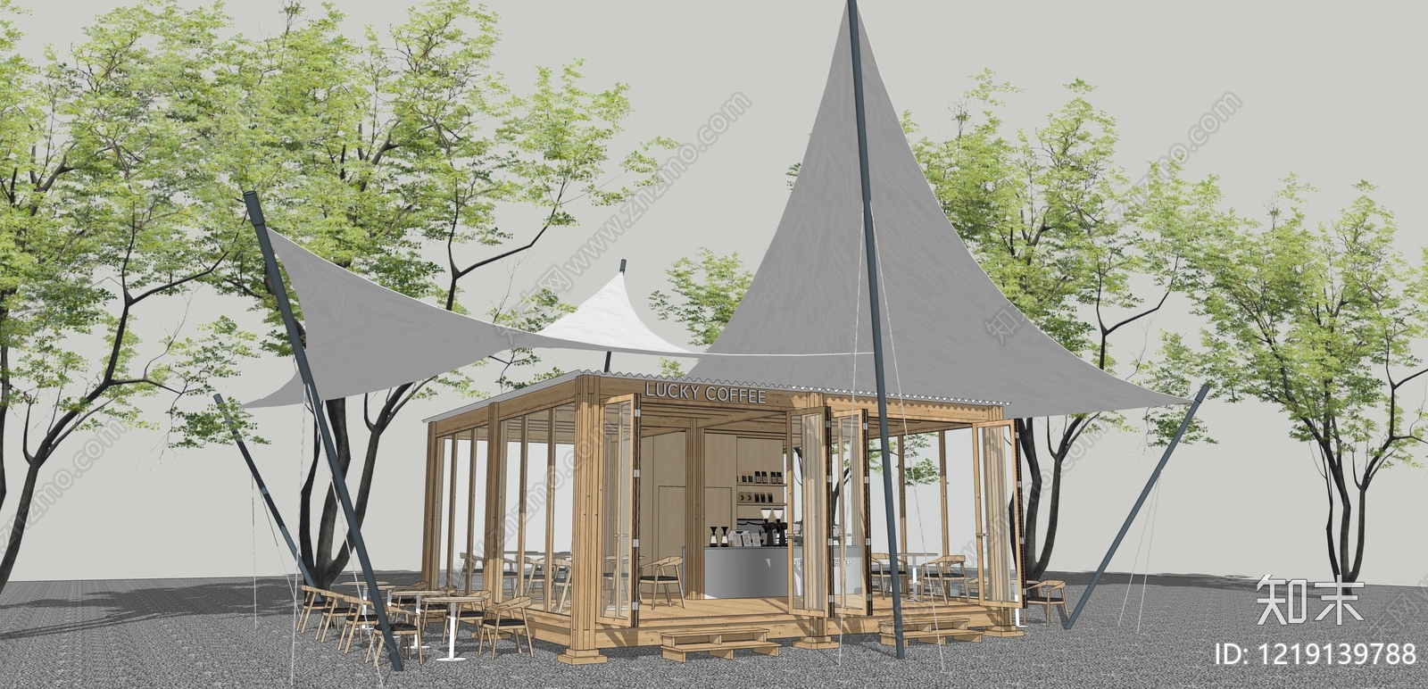 日式餐饮建筑SU模型草图