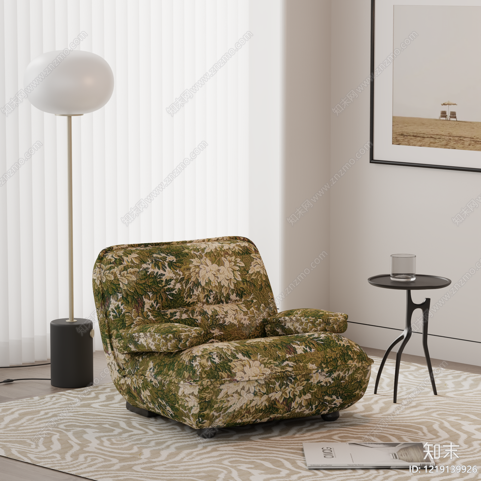 复古风单人沙发3D模型下载【ID:1219139926】