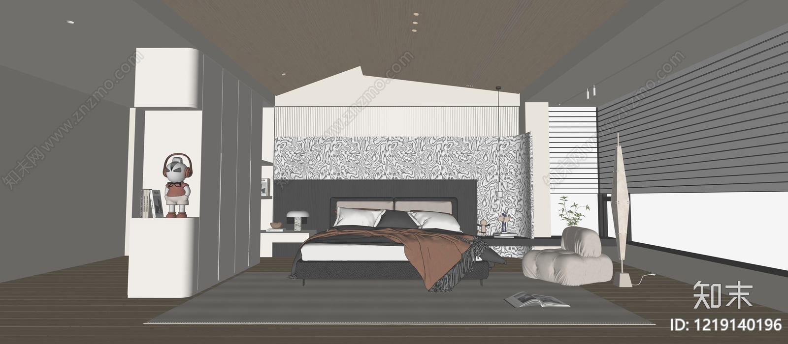 现代简约阁楼卧室3D模型下载【ID:1219140196】