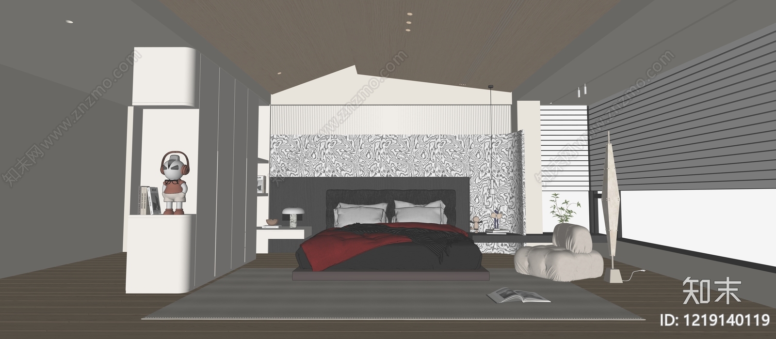 现代极简阁楼卧室3D模型下载【ID:1219140119】